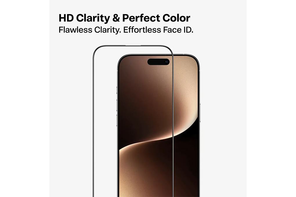 Miếng dán kính cường lực iPhone 15 Pro TORRAS AR HD Tràn Viền Màu Trắng