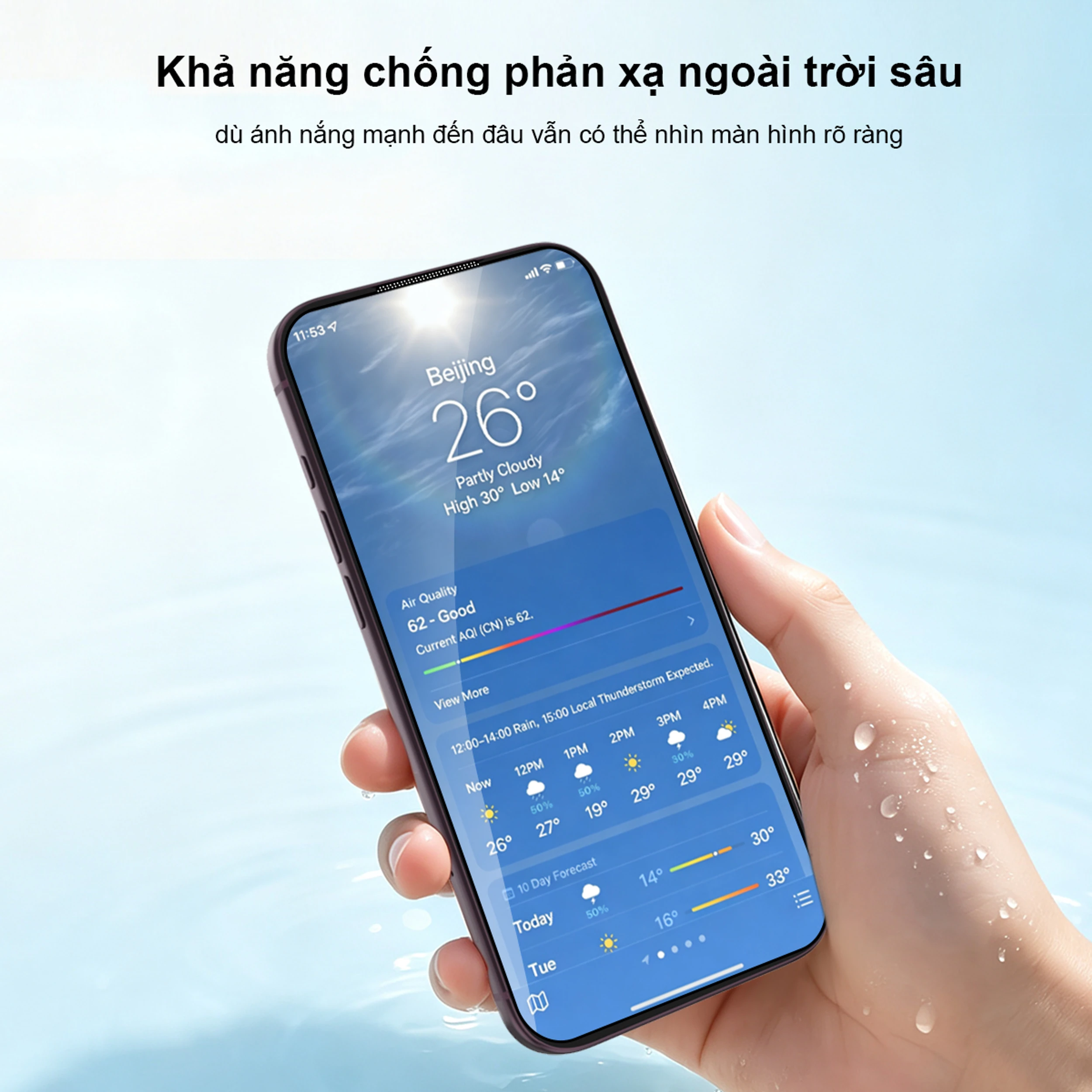 Miếng dán kính cường lực chống phản quang AR iPhone 18 Pro Max AVA+ JC Màu Trắng