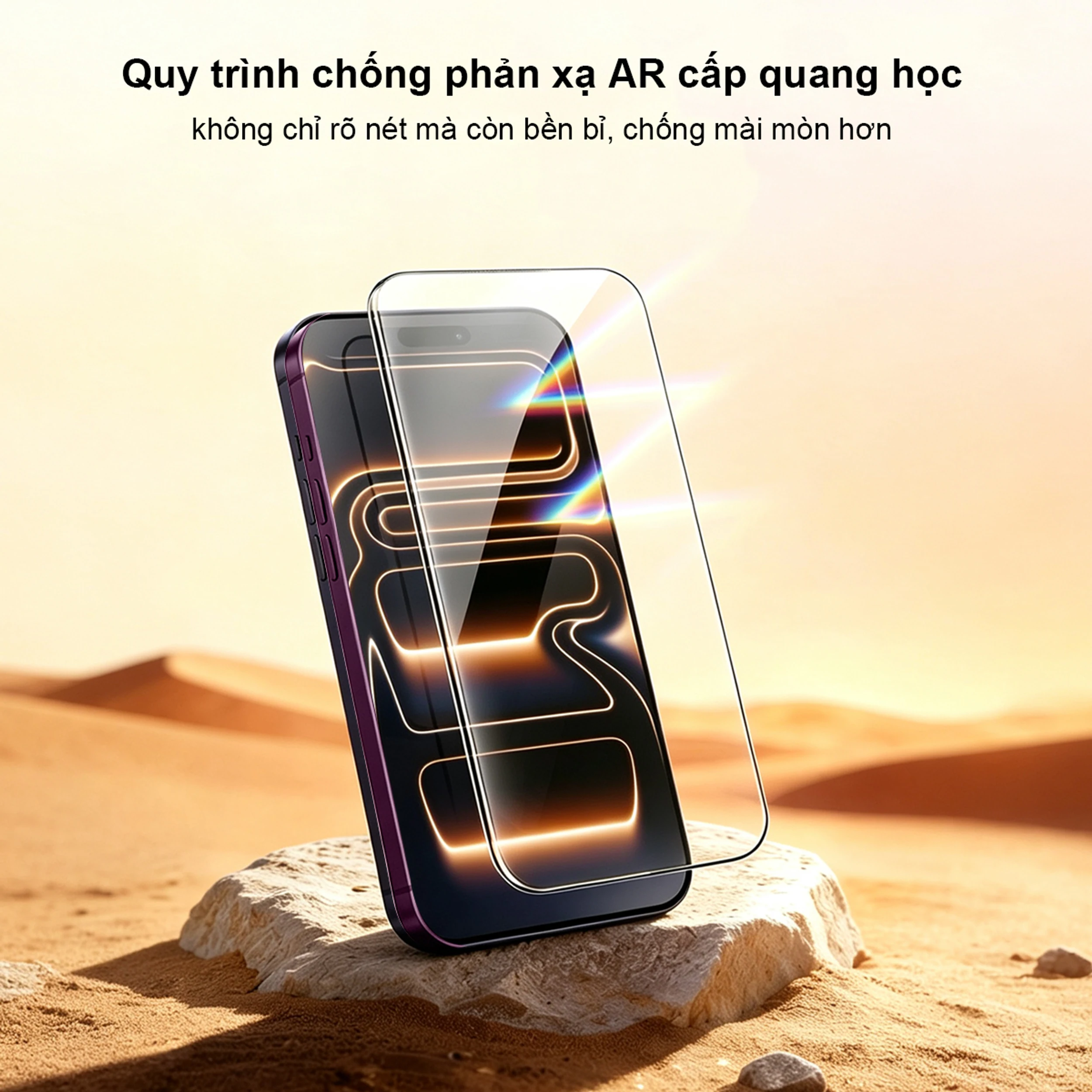 Miếng dán kính cường lực chống phản quang AR iPhone 18 Pro Max AVA+ JC Màu Trắng
