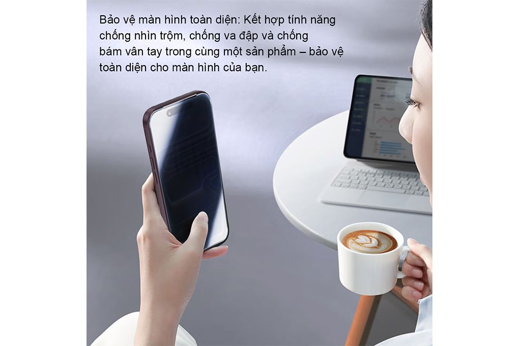 Miếng dán kính cường lực chống nhìn trộm iPhone 18 Pro Max AVA+ JC Màu Trắng