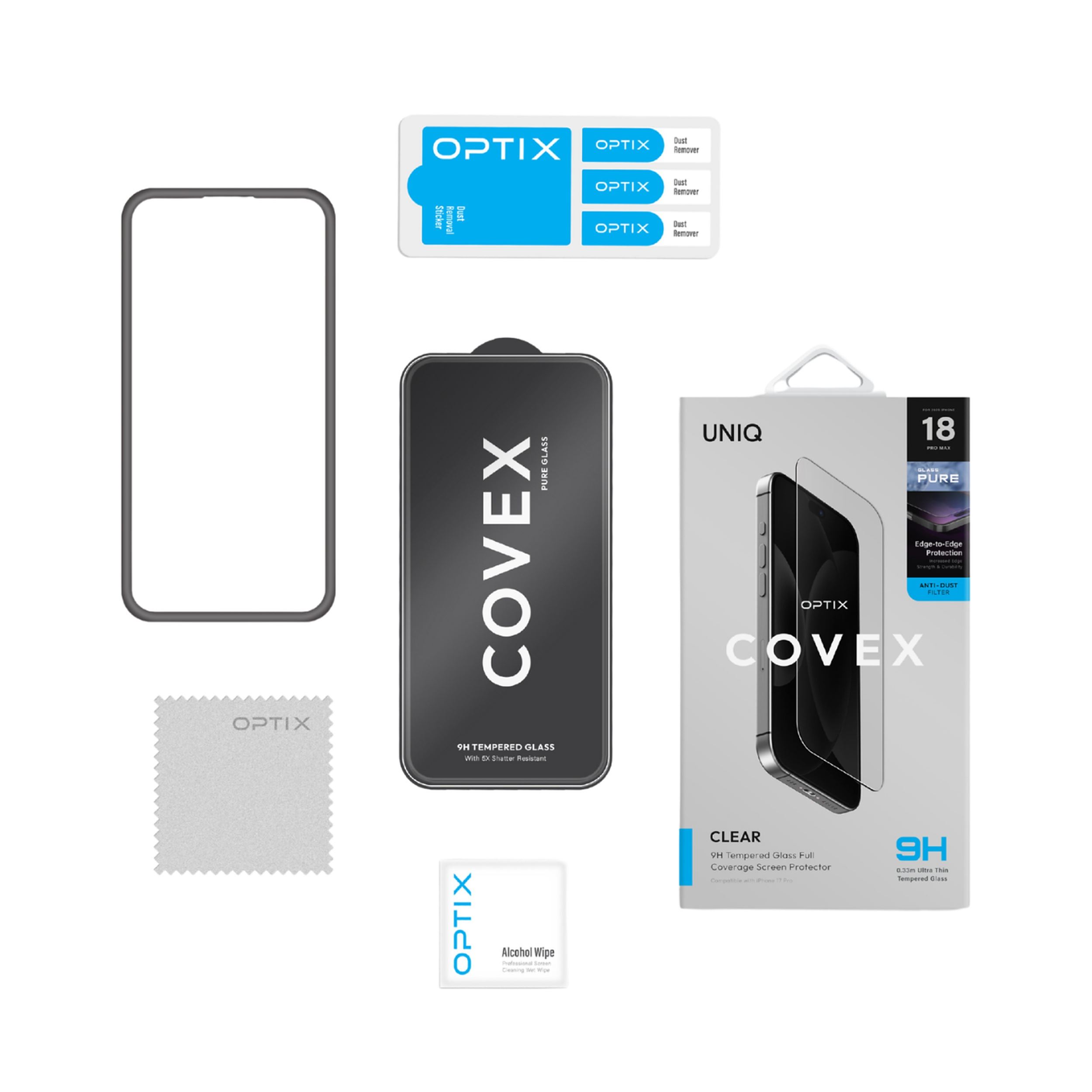 Miếng dán kính cường lực không viền iPhone 18 Pro Max UNIQ Màu Trắng