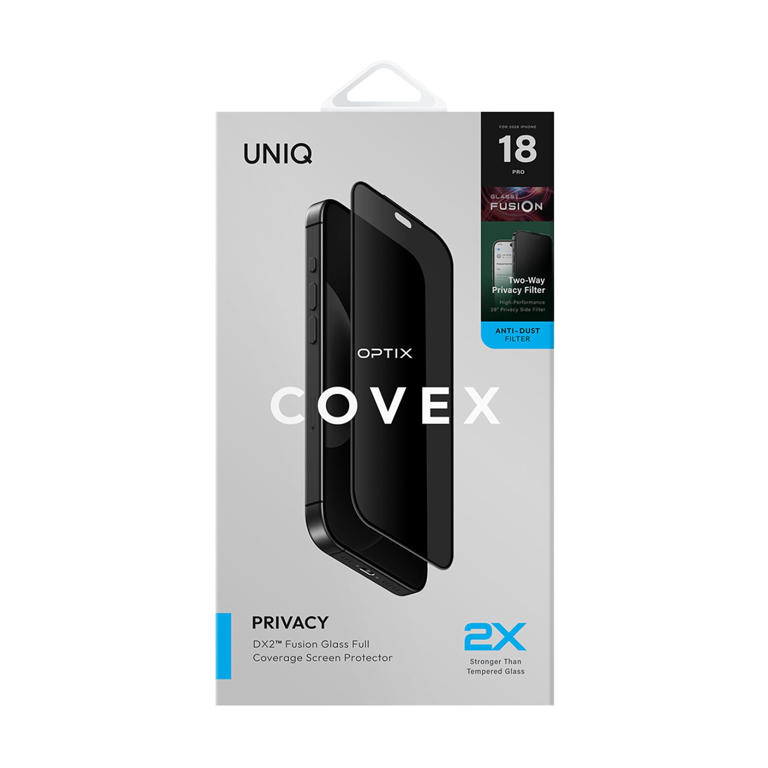 Miếng dán kính cường lực chống nhìn trộm iPhone 18 Pro UNIQ Màu Trắng