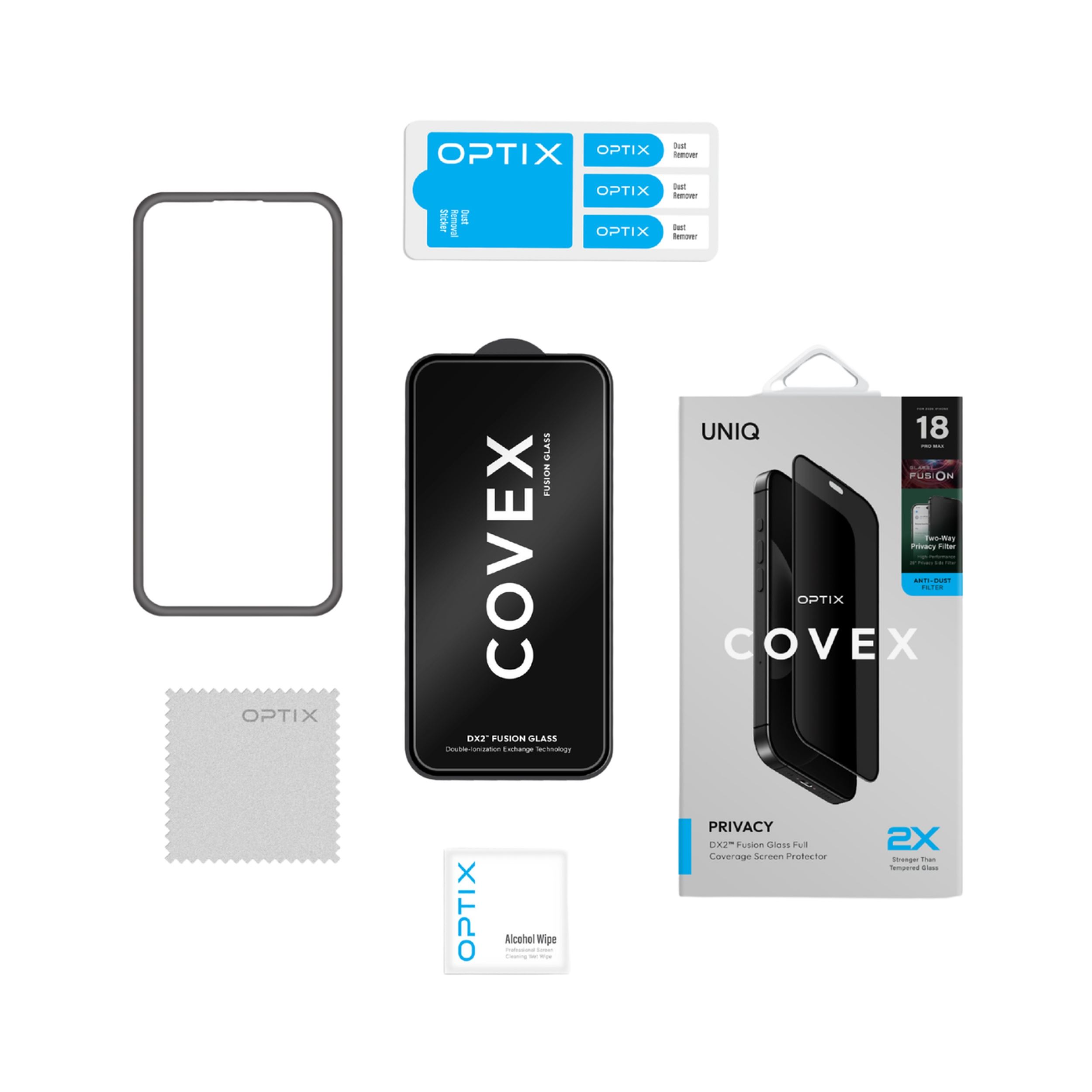 Miếng dán kính cường lực chống nhìn trộm iPhone 18 Pro UNIQ Màu Trắng