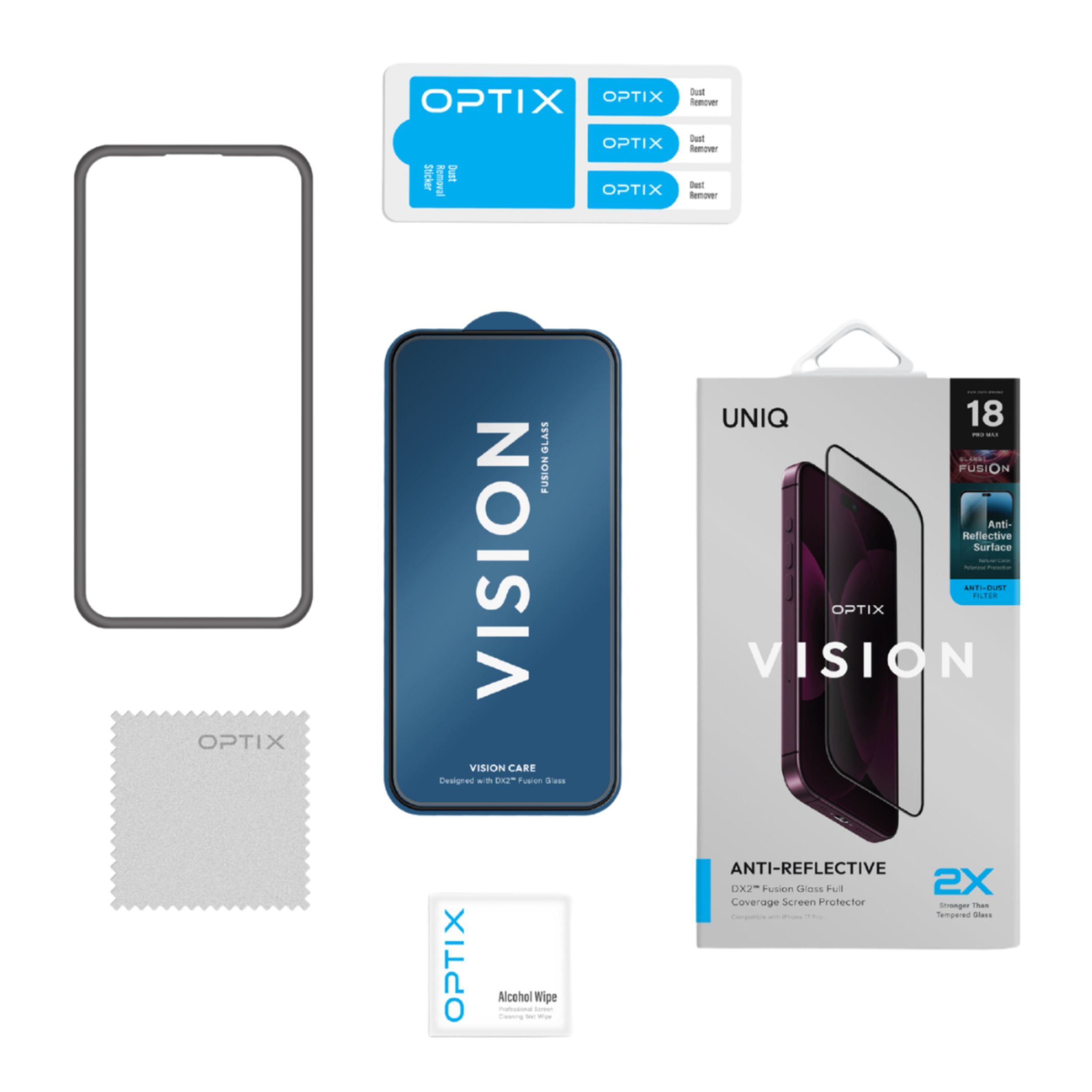 Miếng dán kính cường lực chống phản quang AR iPhone 18 Pro Max UNIQ Màu Trắng