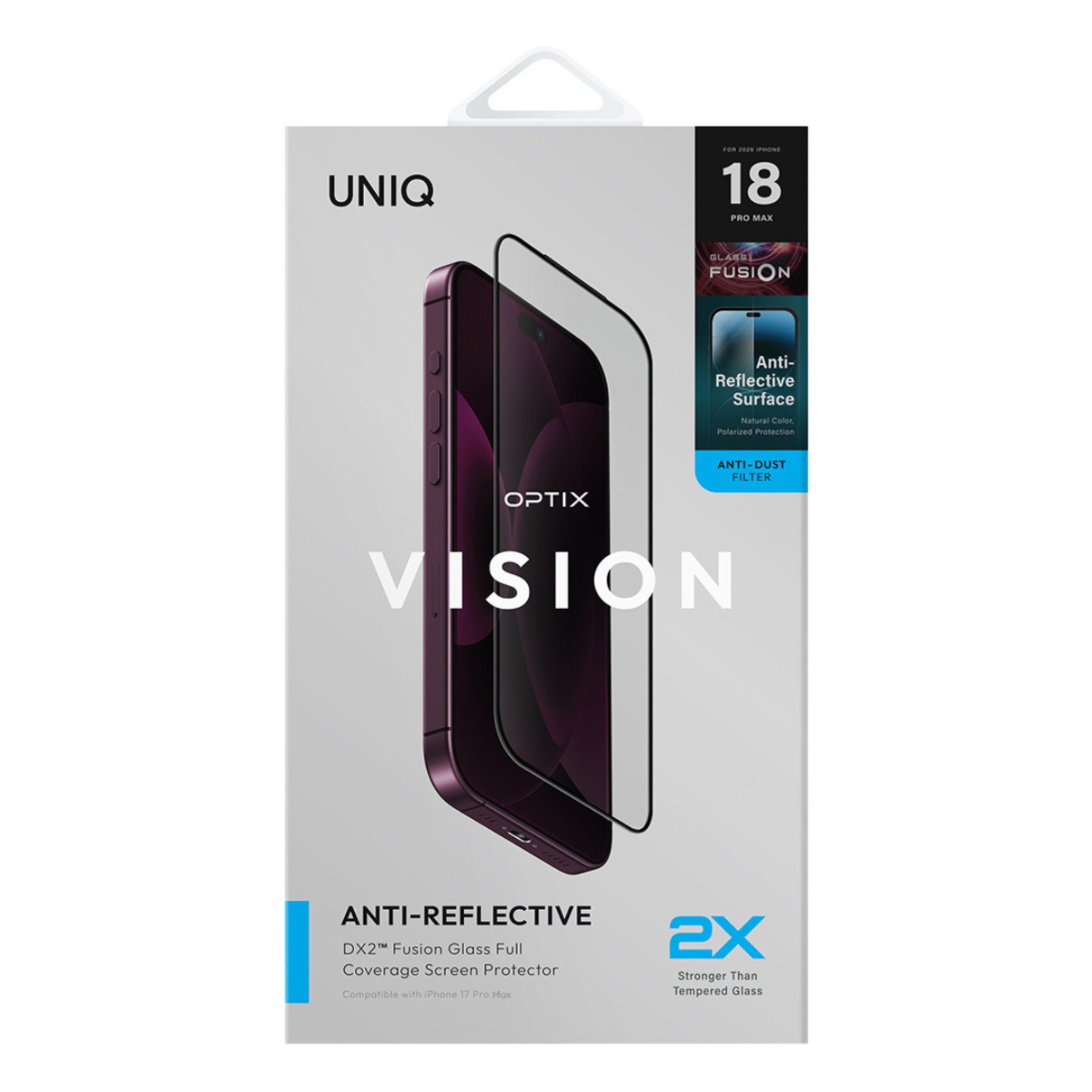 Miếng dán kính cường lực chống phản quang AR iPhone 18 Pro Max UNIQ Màu Trắng
