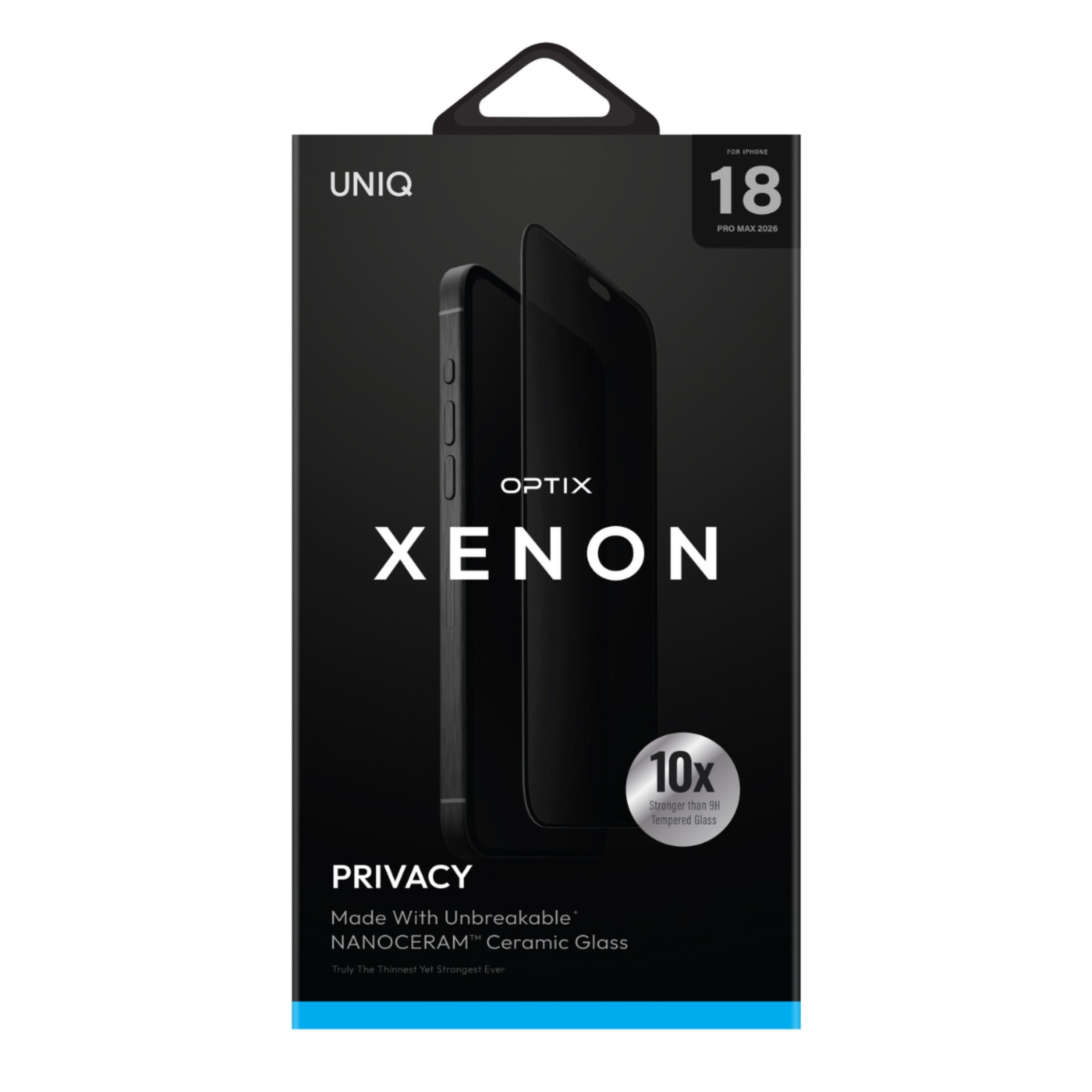 Miếng dán kính cường lực chống nhìn trộm NANOCERAM iPhone 18 Pro Max UNIQ Màu Trắng