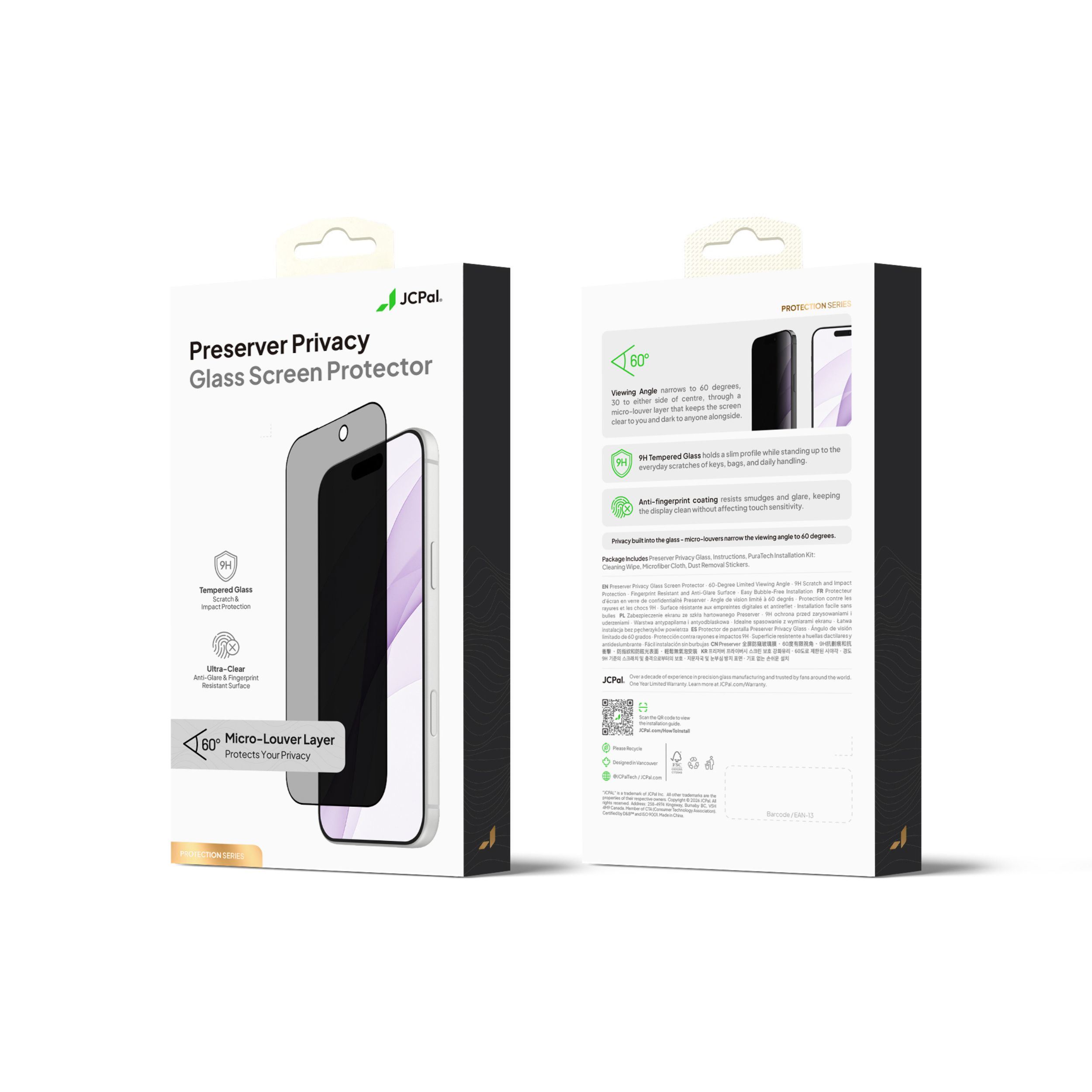 Miếng dán kính cường lực chống nhìn trộm iPhone 18 Pro Max JCPAL Màu Trắng