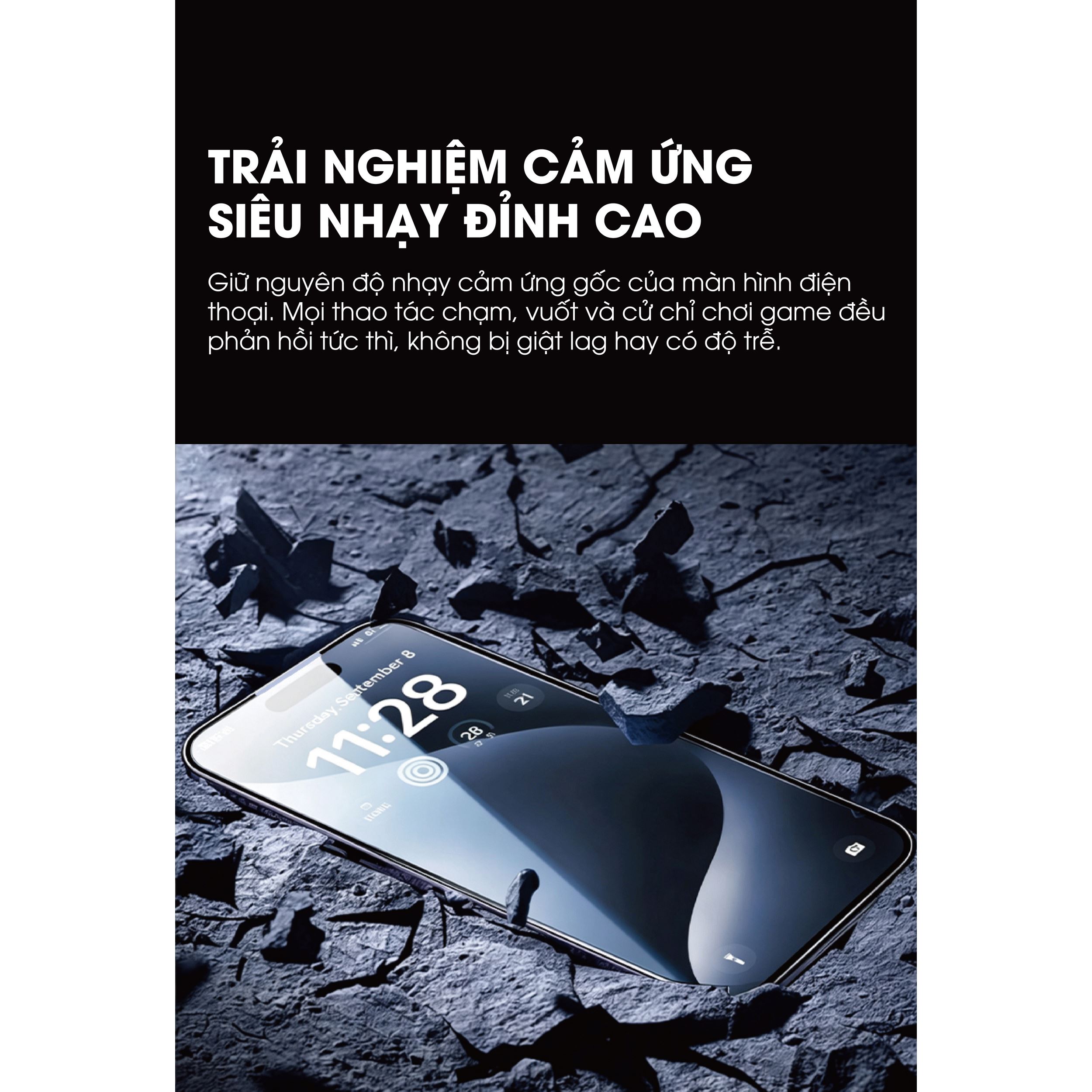 Miếng dán kính cường lực iPhone 18 Pro Mipow IRONBULL BJ804-BK Màu Trắng