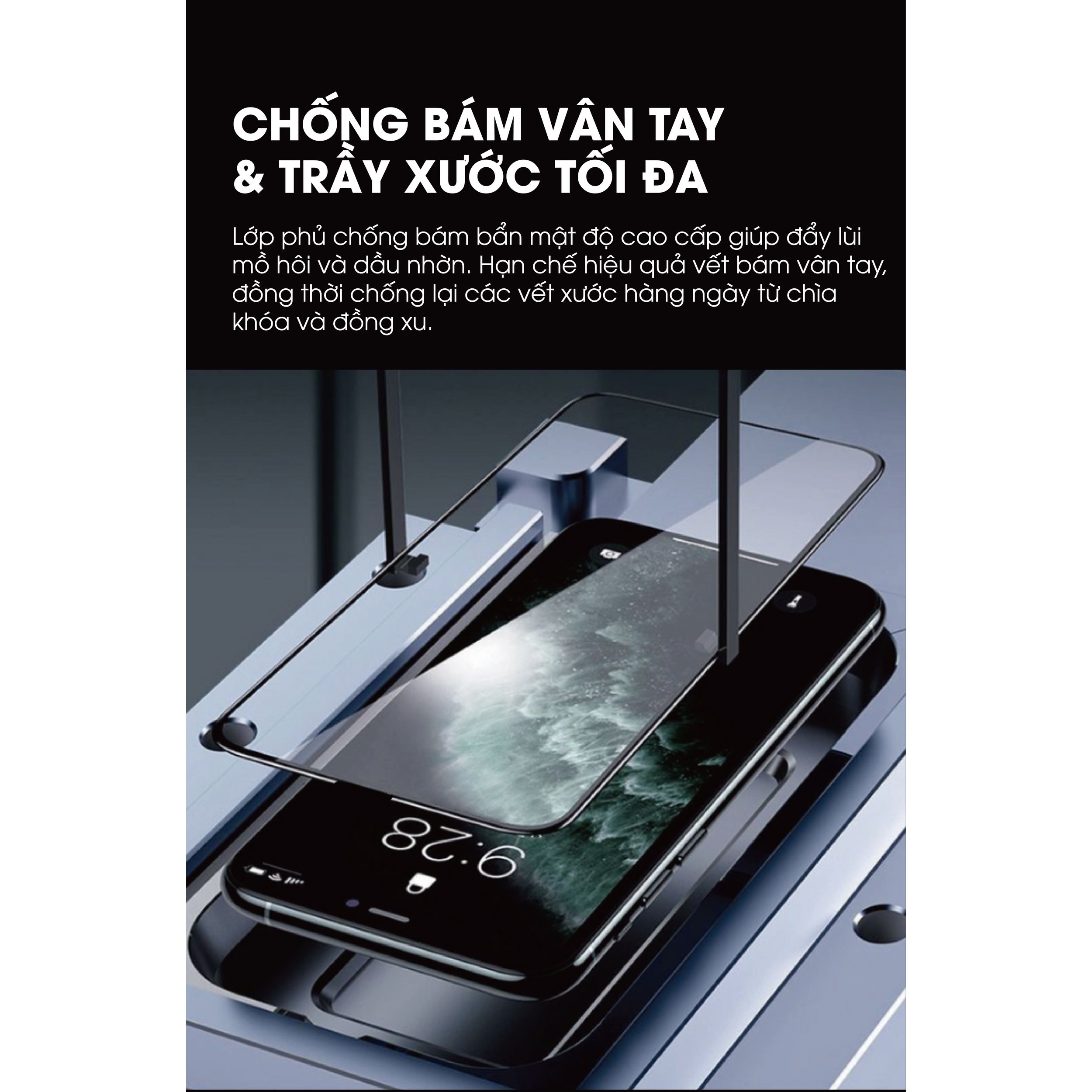 Miếng dán kính cường lực iPhone 18 Pro Mipow IRONBULL BJ804-BK Màu Trắng