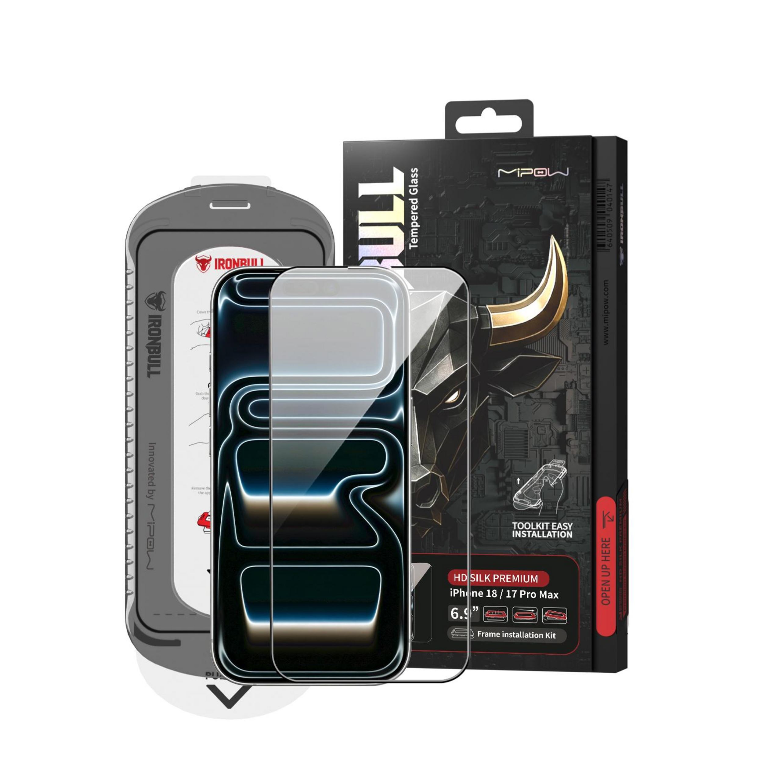Miếng dán kính cường lực iPhone 18 Pro Max Mipow IRONBULL BJ805-BK Màu Trắng