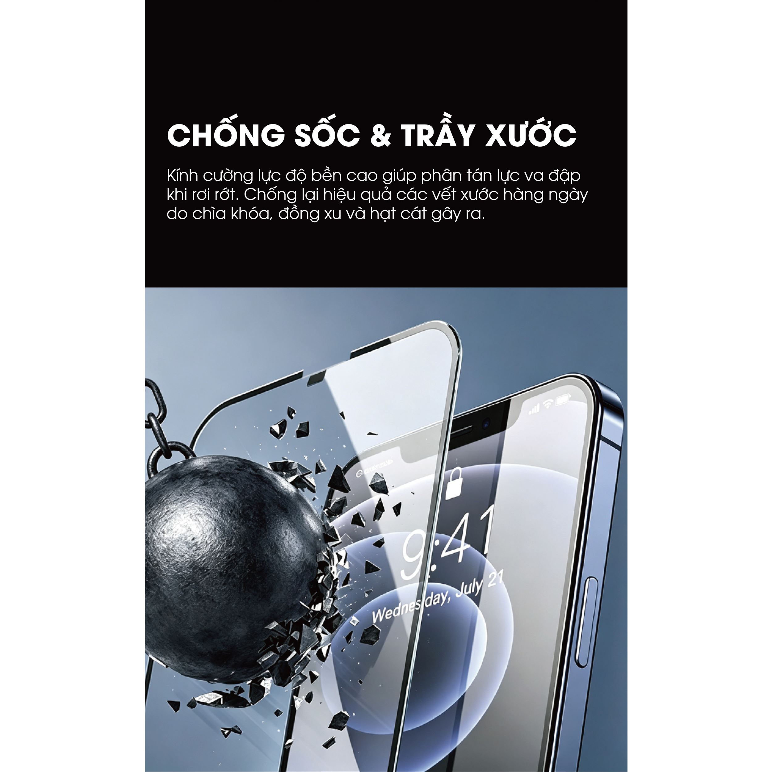 Miếng dán kính cường lực 3D iPhone 18 Pro Max Mipow IRONBULL BJ808-BK Màu Trắng