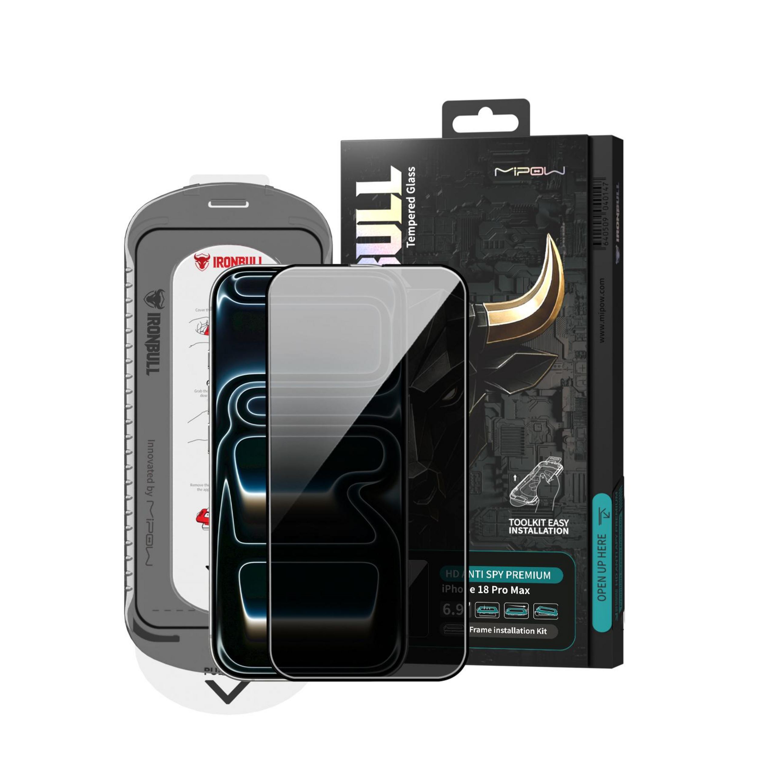 Miếng dán kính cường lực chống nhìn trộm iPhone 18 Pro Max Mipow IRONBULL BJ811-BK Màu Trắng