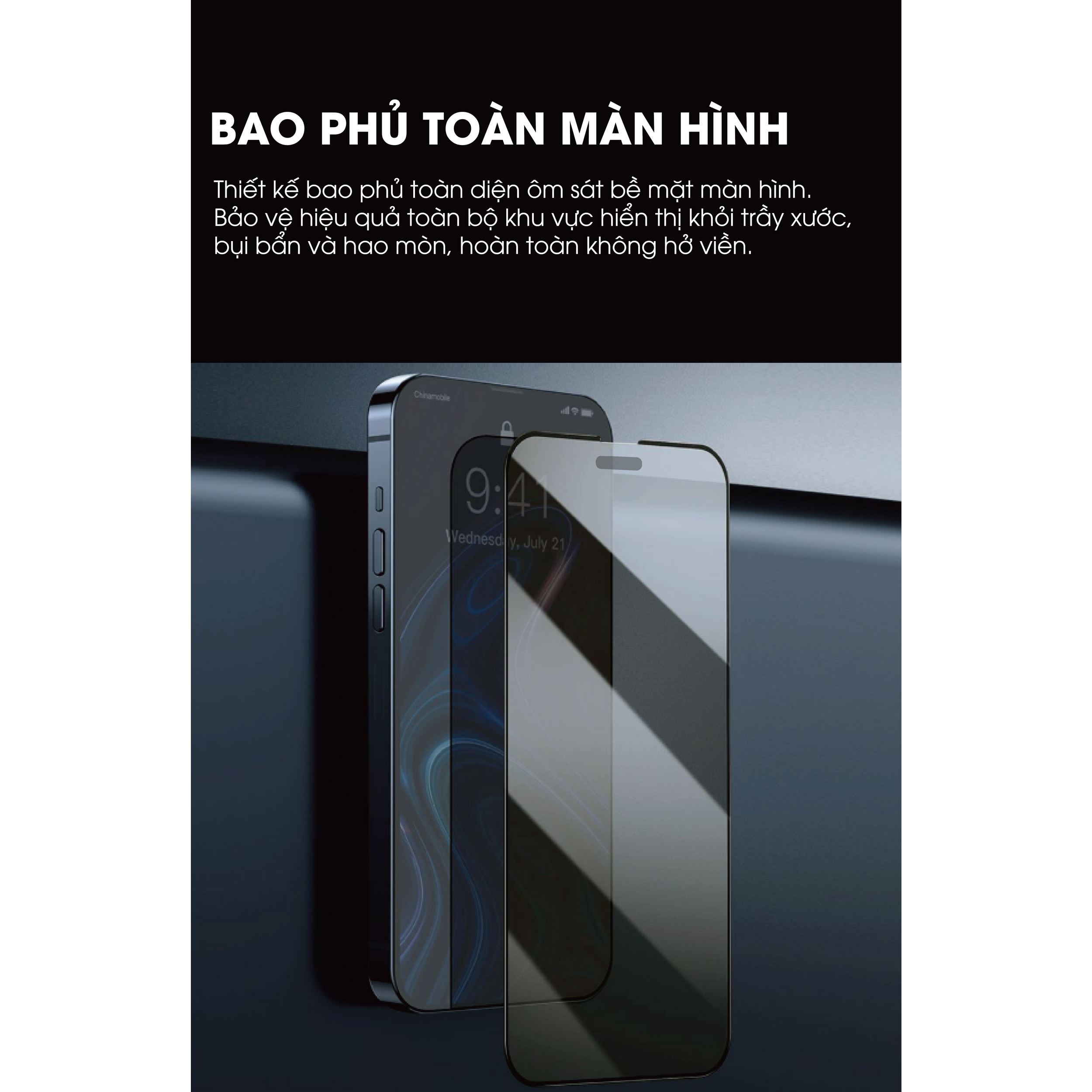 Miếng dán kính cường lực chống nhìn trộm iPhone 18 Pro Max Mipow IRONBULL BJ811-BK Màu Trắng