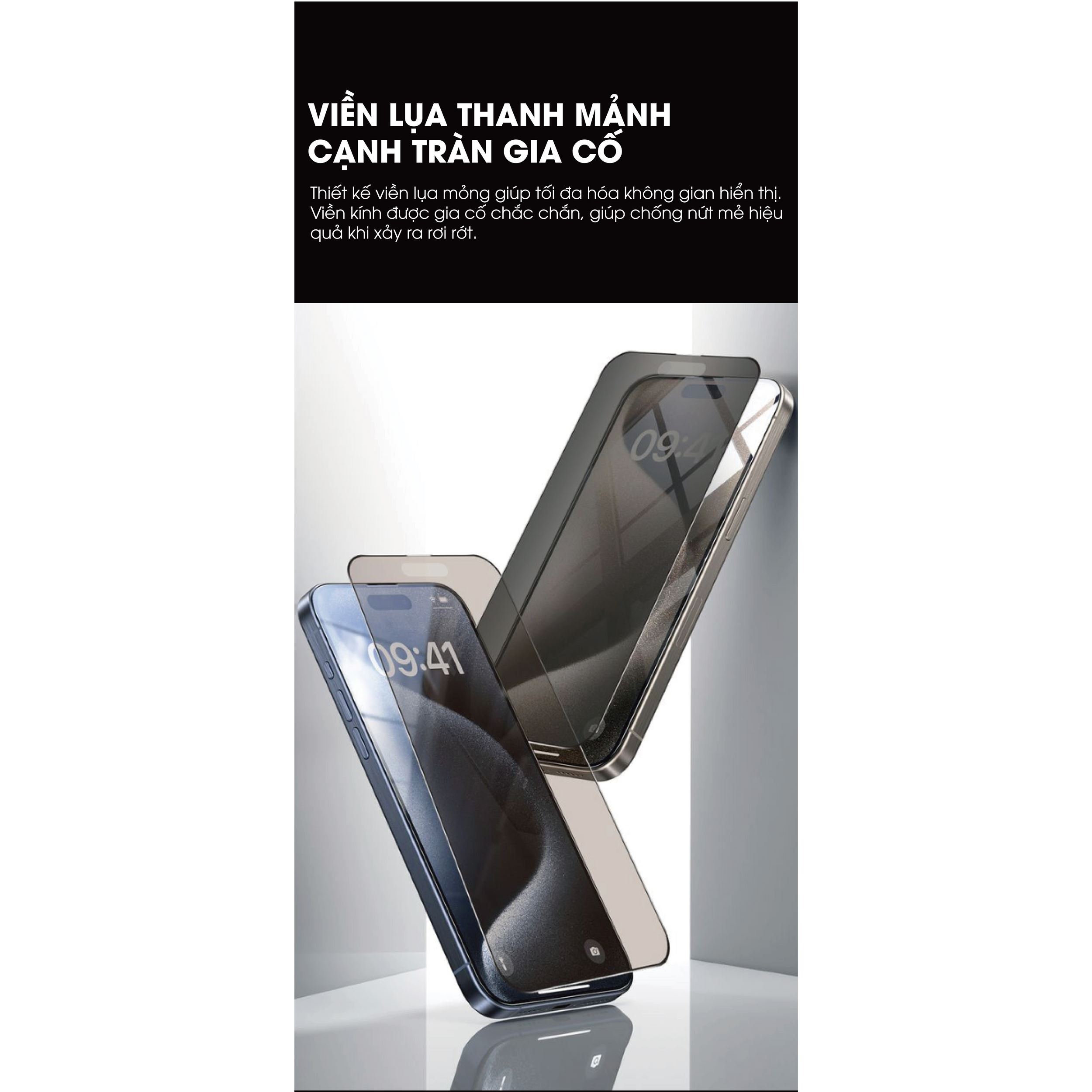 Miếng dán kính cường lực chống nhìn trộm iPhone 18 Pro Max Mipow IRONBULL BJ811-BK Màu Trắng