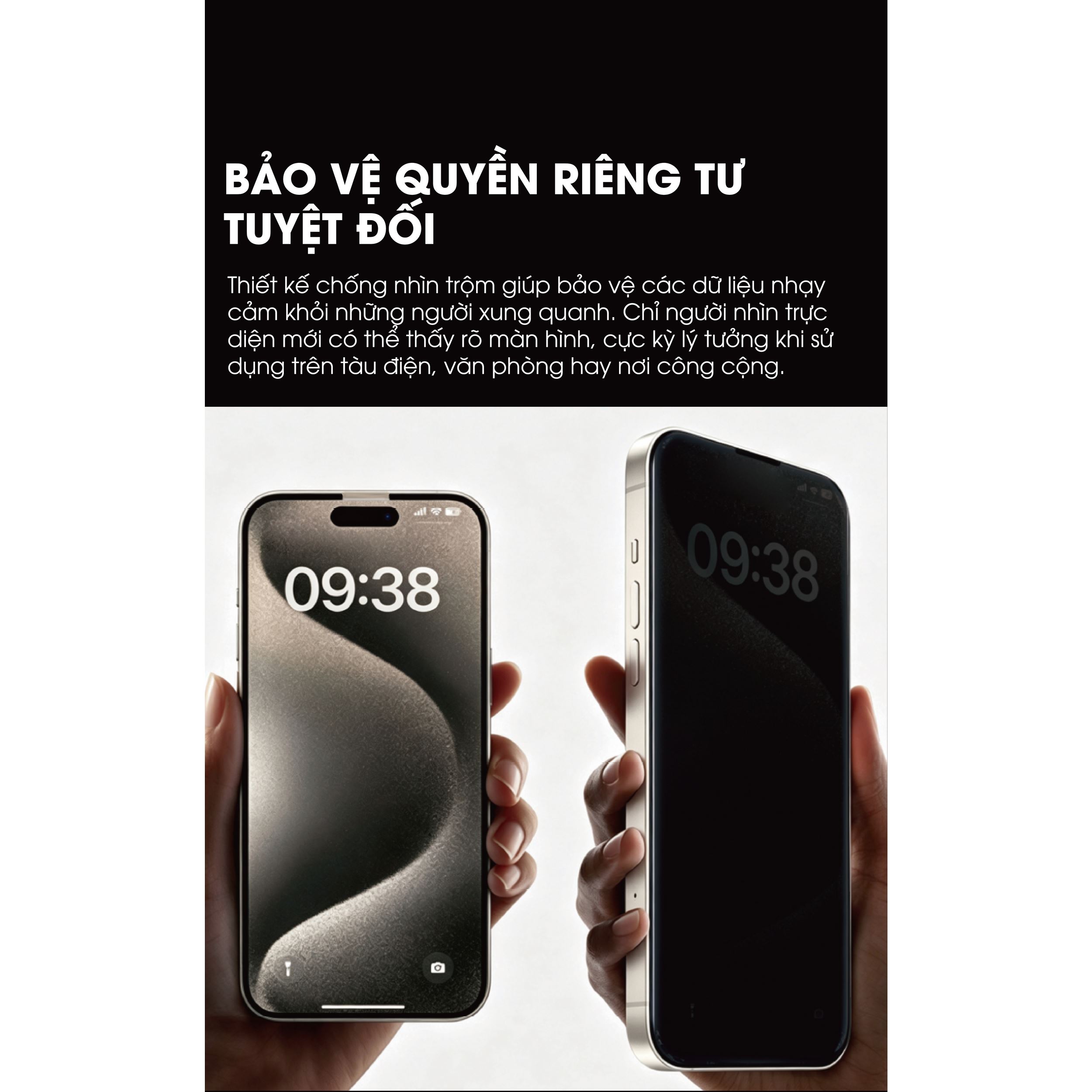 Miếng dán kính cường lực chống nhìn trộm iPhone 18 Pro Max Mipow IRONBULL BJ811-BK Màu Trắng