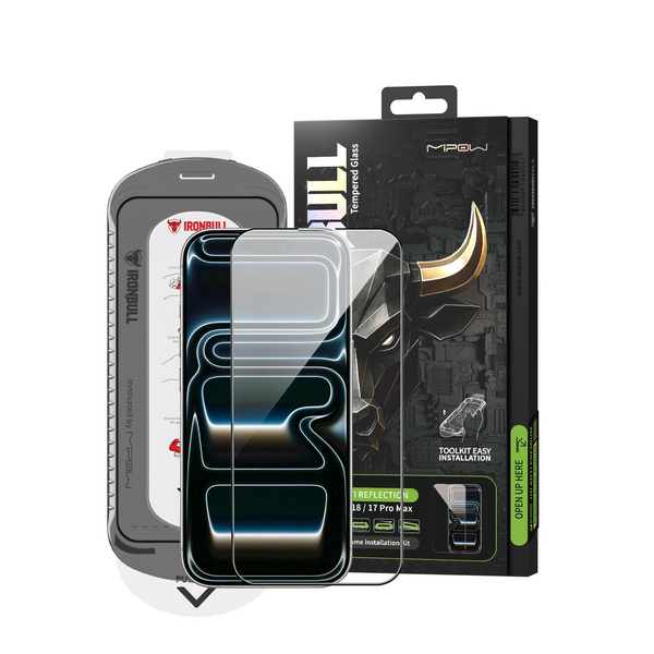 Miếng dán kính cường lực chống phản quang AR iPhone 18 Pro Mipow IRONBULL BJ813-BK