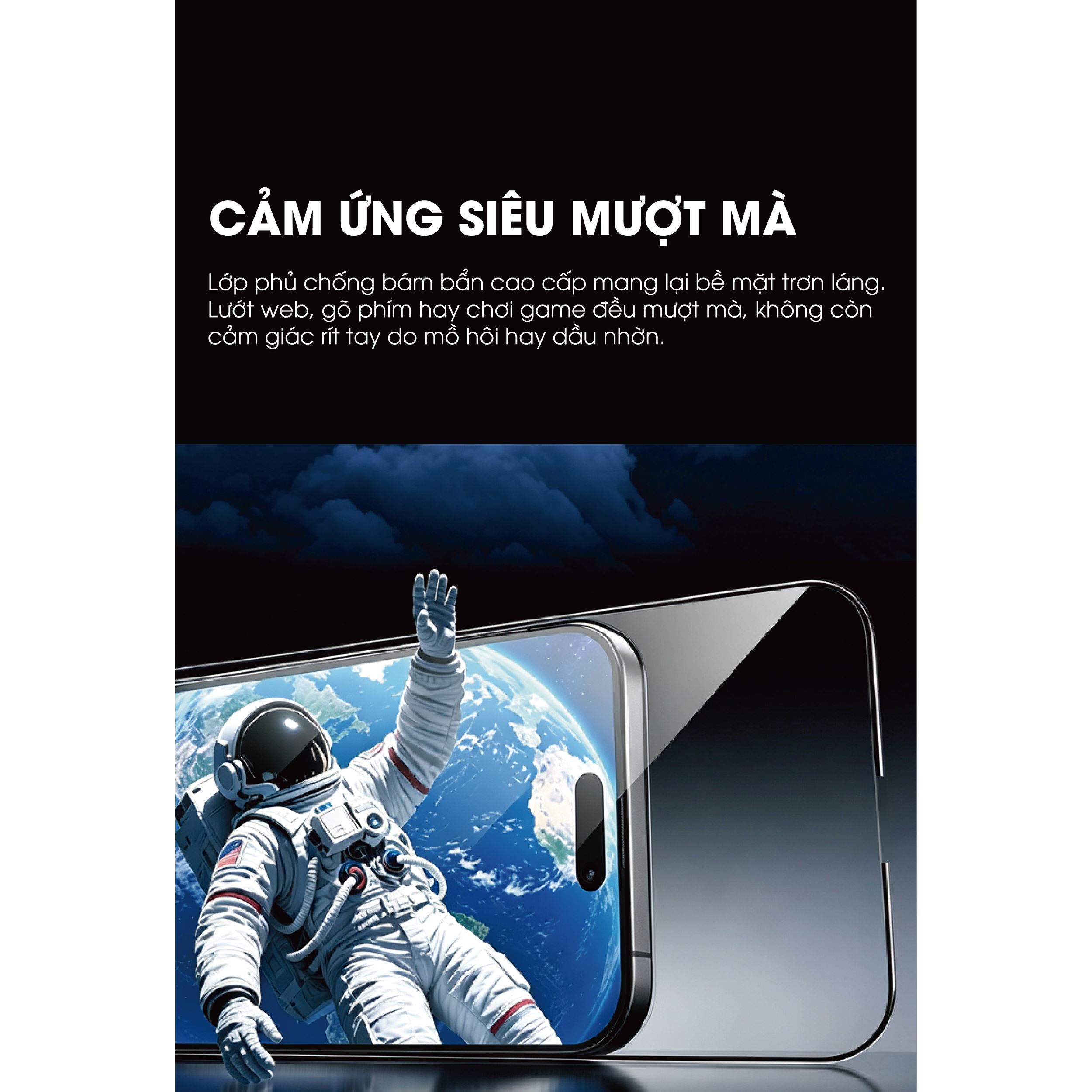 Miếng dán kính cường lực Sapphire iPhone 18 Pro Max Mipow IRONBULL BJ817-BK Màu Trắng