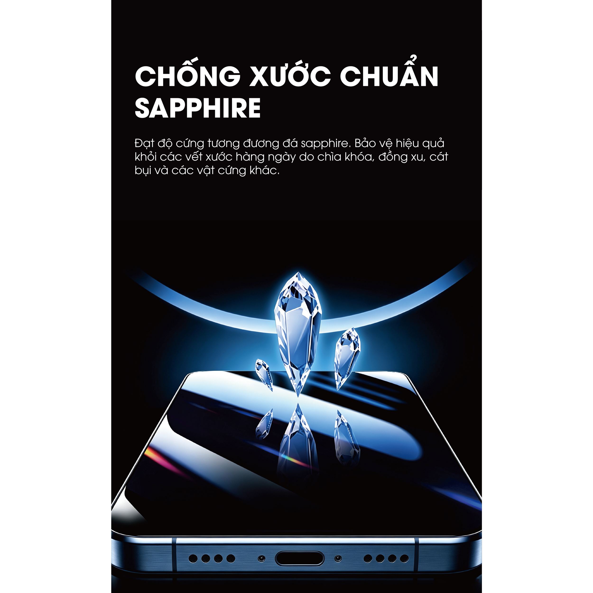 Miếng dán kính cường lực Sapphire iPhone 18 Pro Max Mipow IRONBULL BJ817-BK Màu Trắng