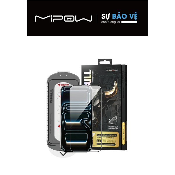 Miếng dán kính cường lực Sapphire iPhone 18 Pro Max Mipow IRONBULL BJ817-BK