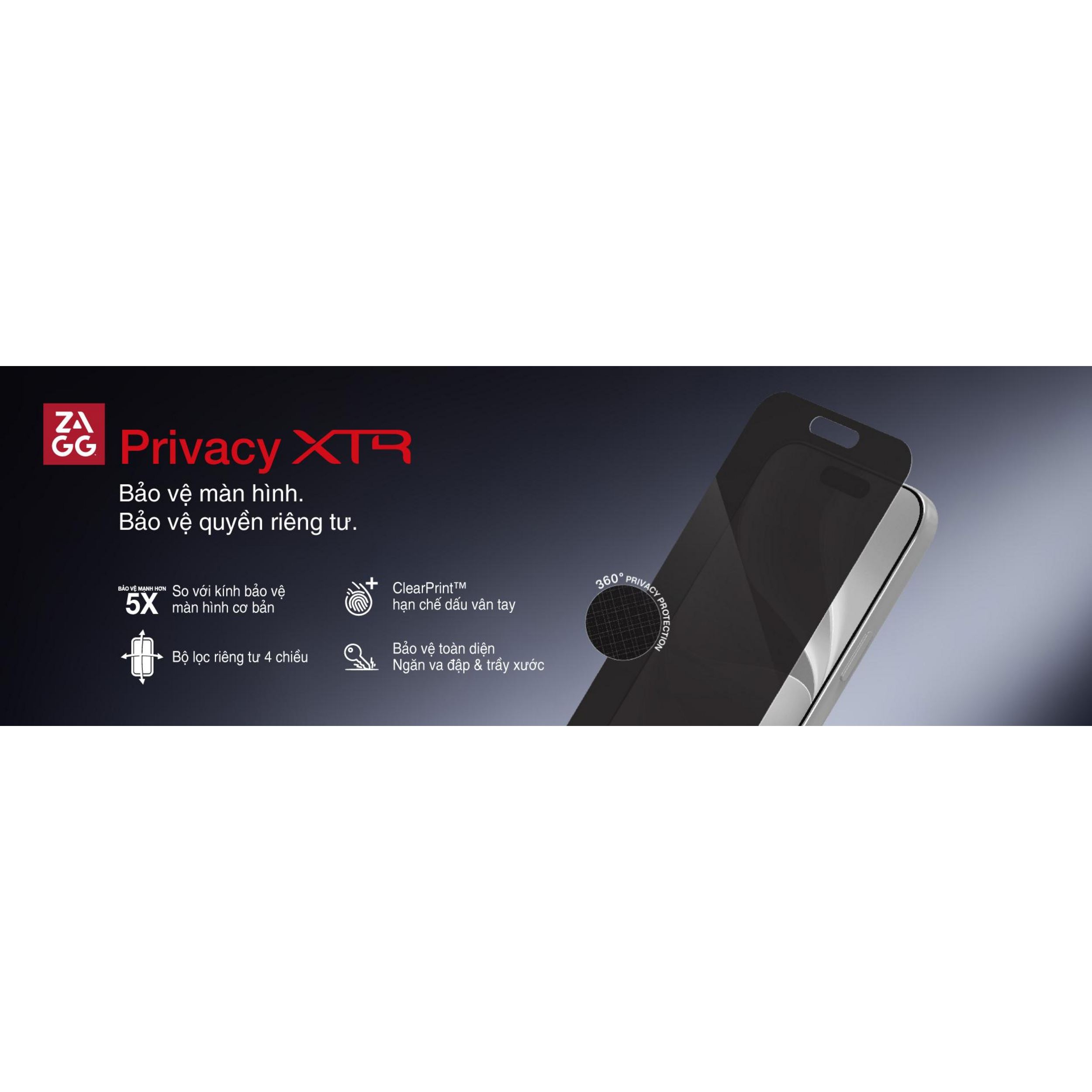 Miếng dán kính iPhone 18 Pro cường lực không viền chống nhìn trộm ZAGG InvisibleShield XTR - 12