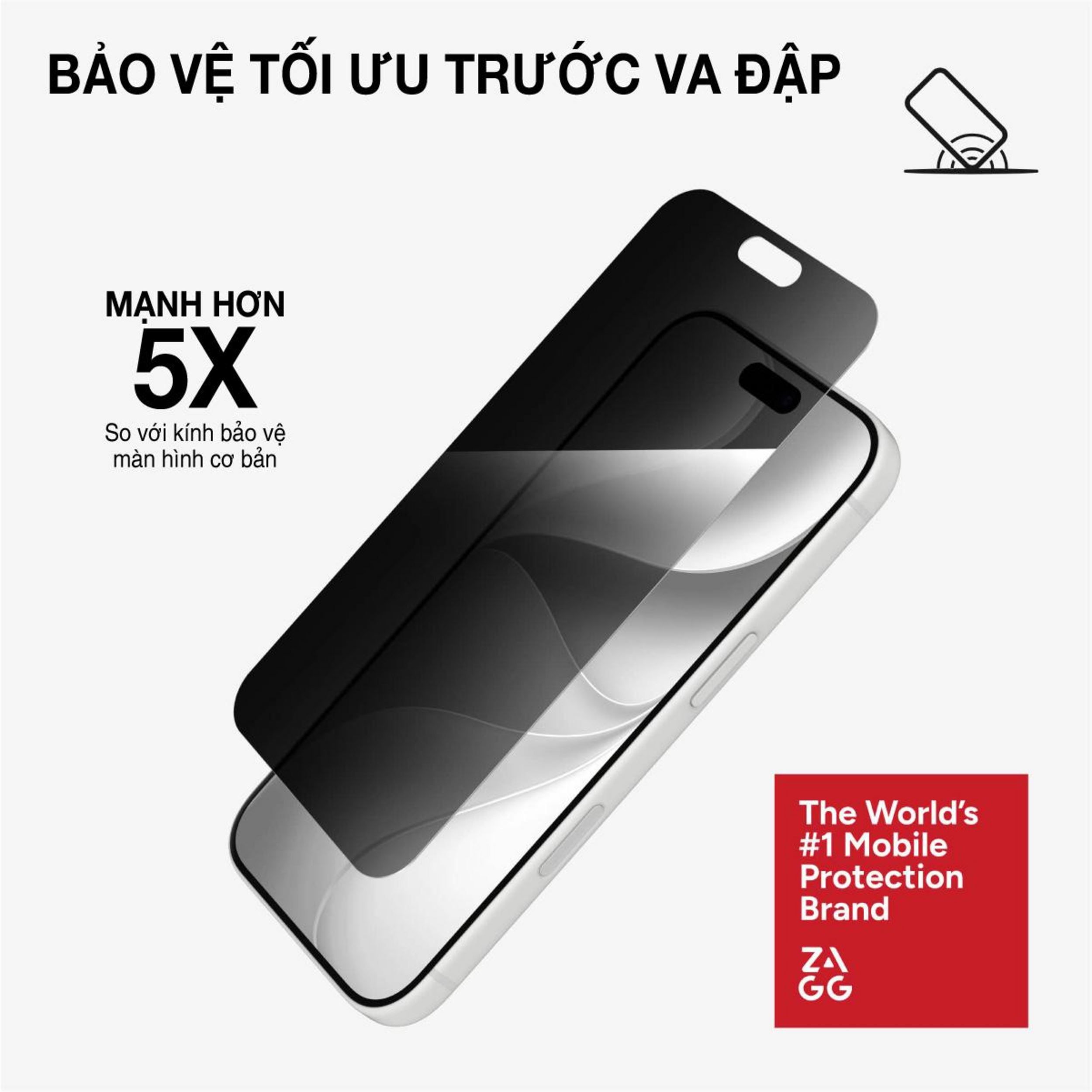 Miếng dán kính iPhone 18 Pro cường lực không viền chống nhìn trộm ZAGG InvisibleShield XTR - 13