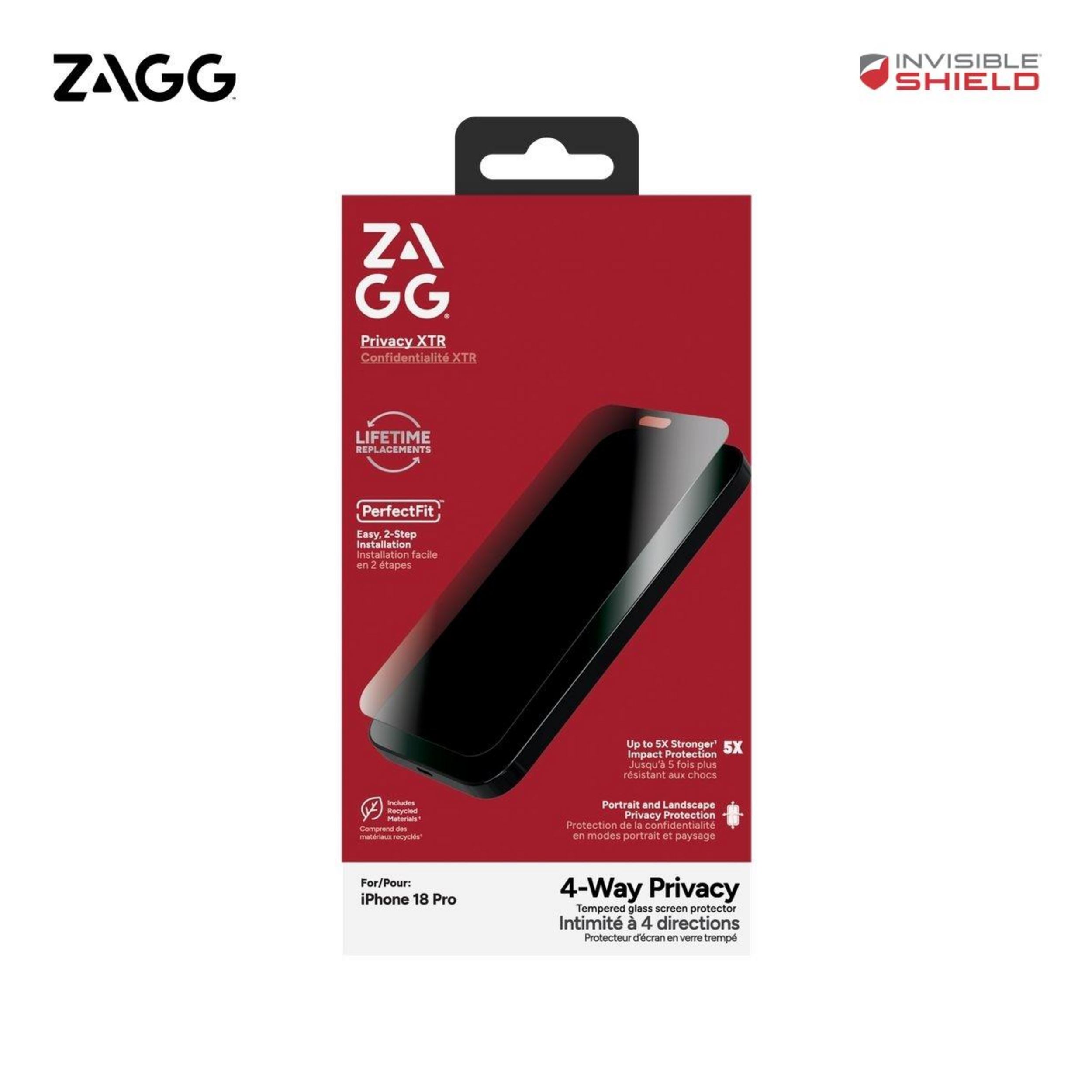 Miếng dán kính iPhone 18 Pro cường lực không viền chống nhìn trộm ZAGG InvisibleShield XTR - 9
