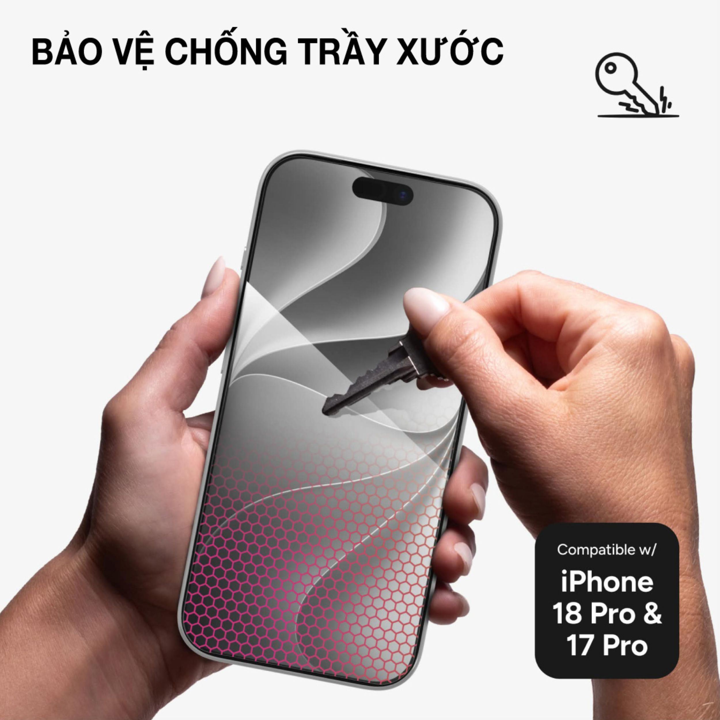 Miếng dán kính iPhone 18 Pro Max cường lực không viền ZAGG InvisibleShield XTR6 Màu Trắng