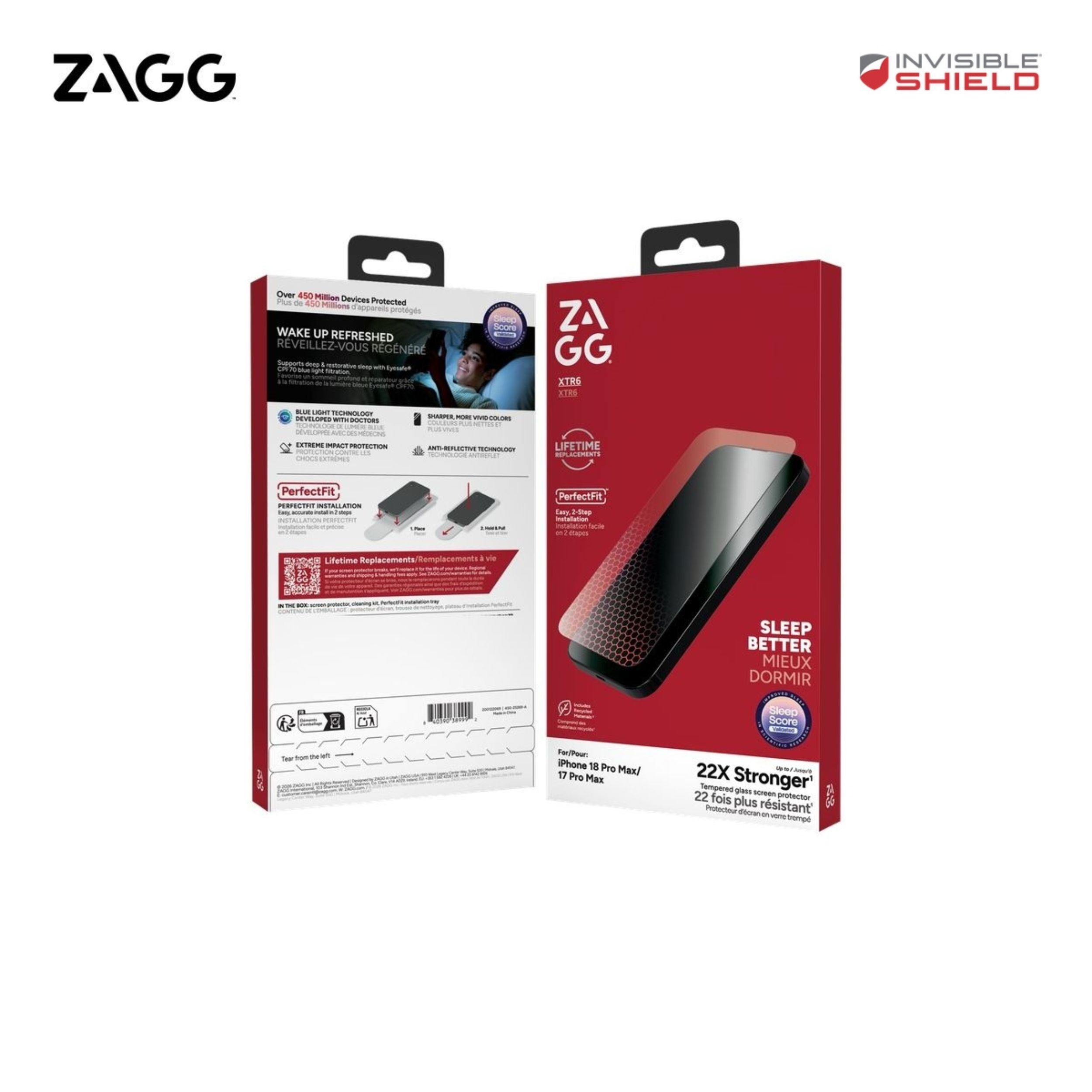 Miếng dán kính iPhone 18 Pro Max cường lực không viền ZAGG InvisibleShield XTR6 Màu Trắng