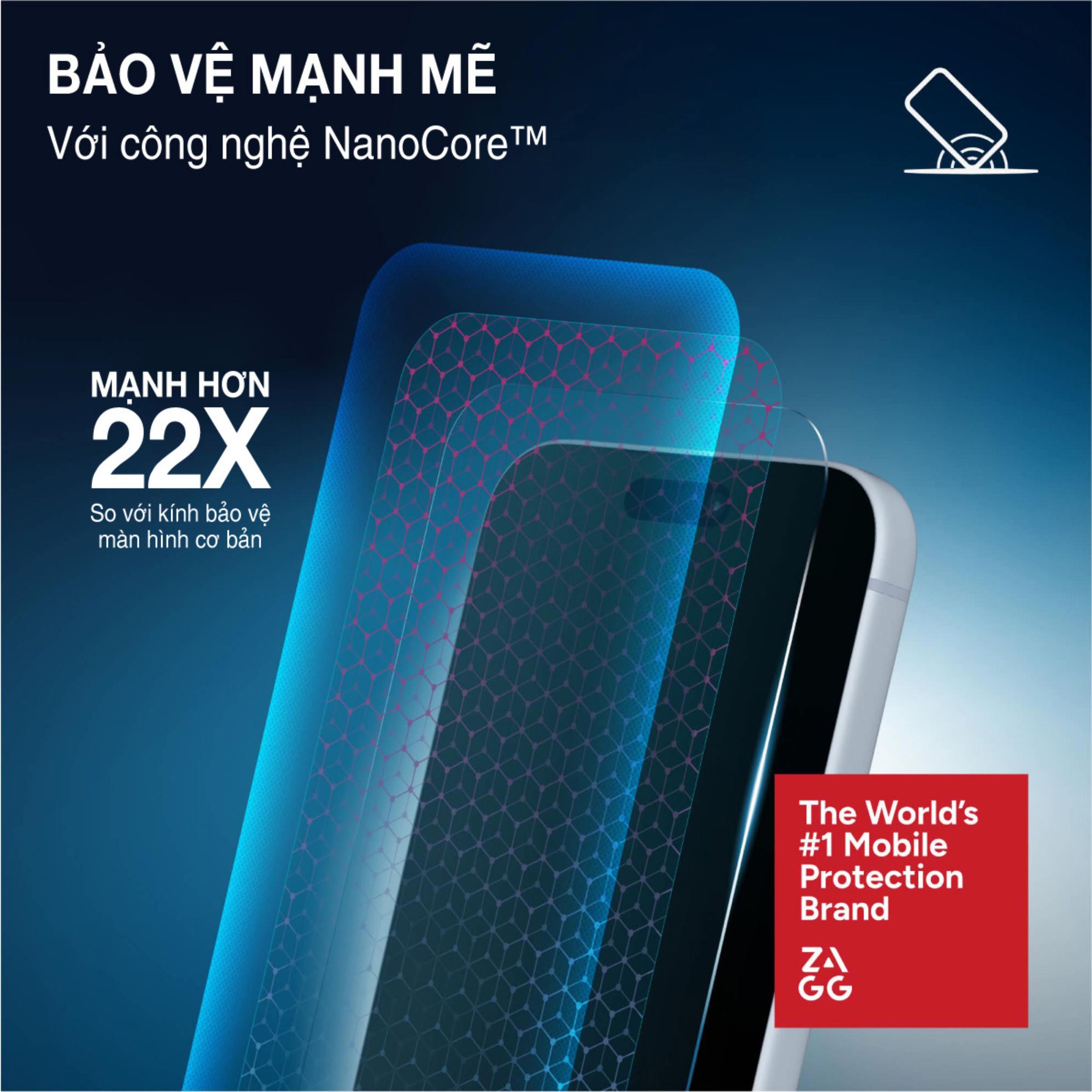 Miếng dán kính iPhone 18 Pro Max cường lực không viền ZAGG InvisibleShield XTR6 Màu Trắng