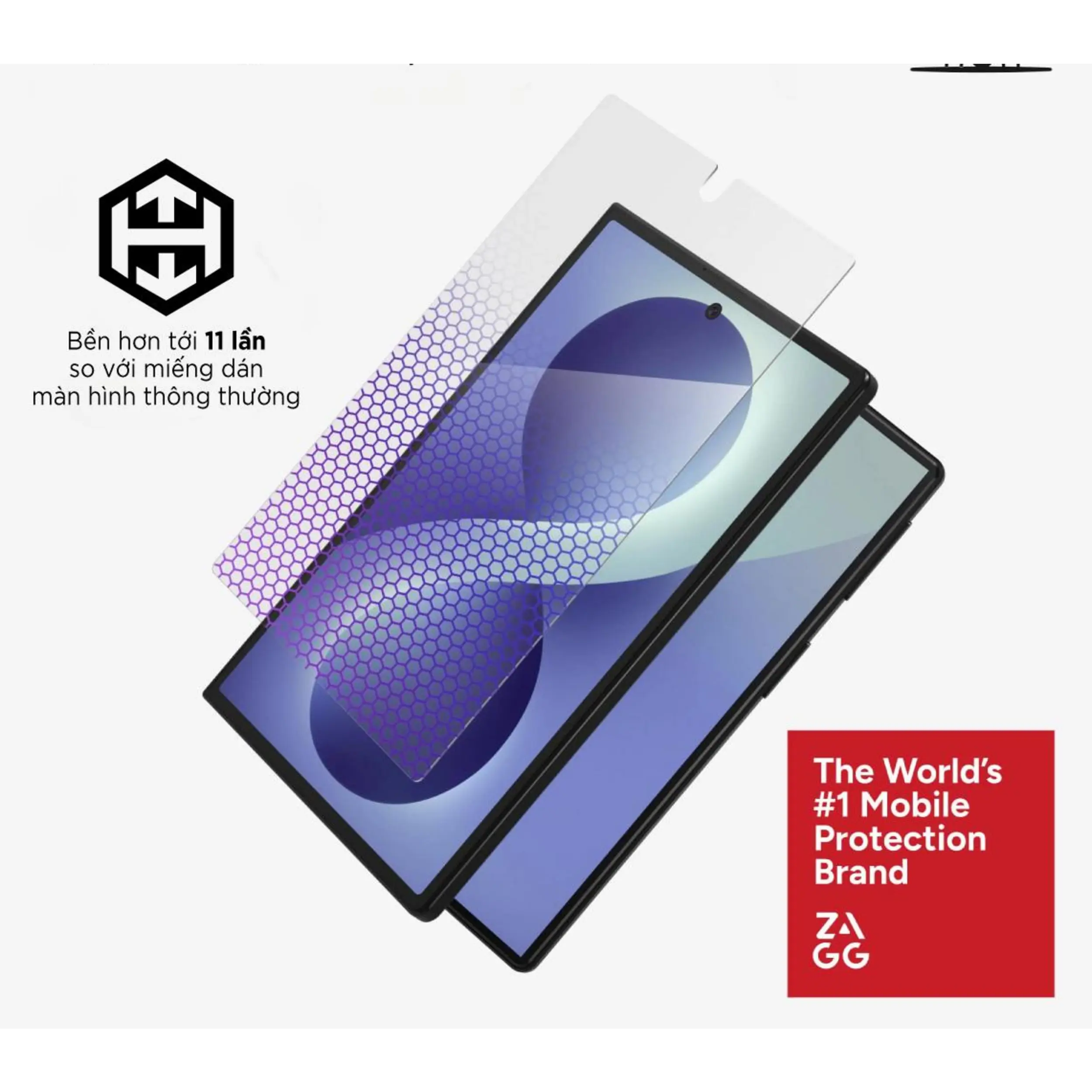 Miếng dán kính cường lực Galaxy Z Flip8 ZAGG InvisibleShield XTR5 Elite Màu Trắng
