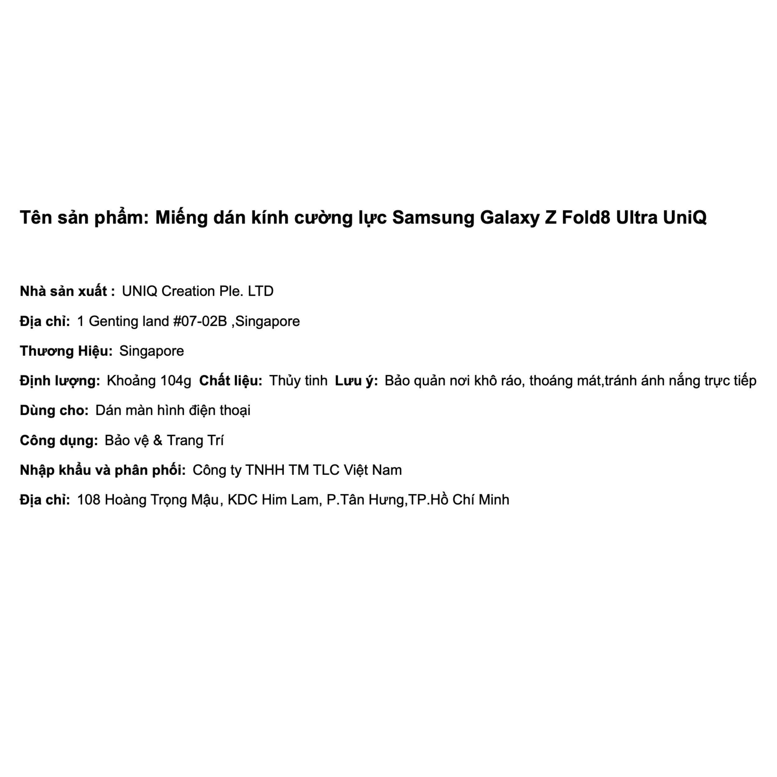 Miếng dán kính cường lực Samsung Galaxy Z Fold8 Ultra UniQ Màu Trắng