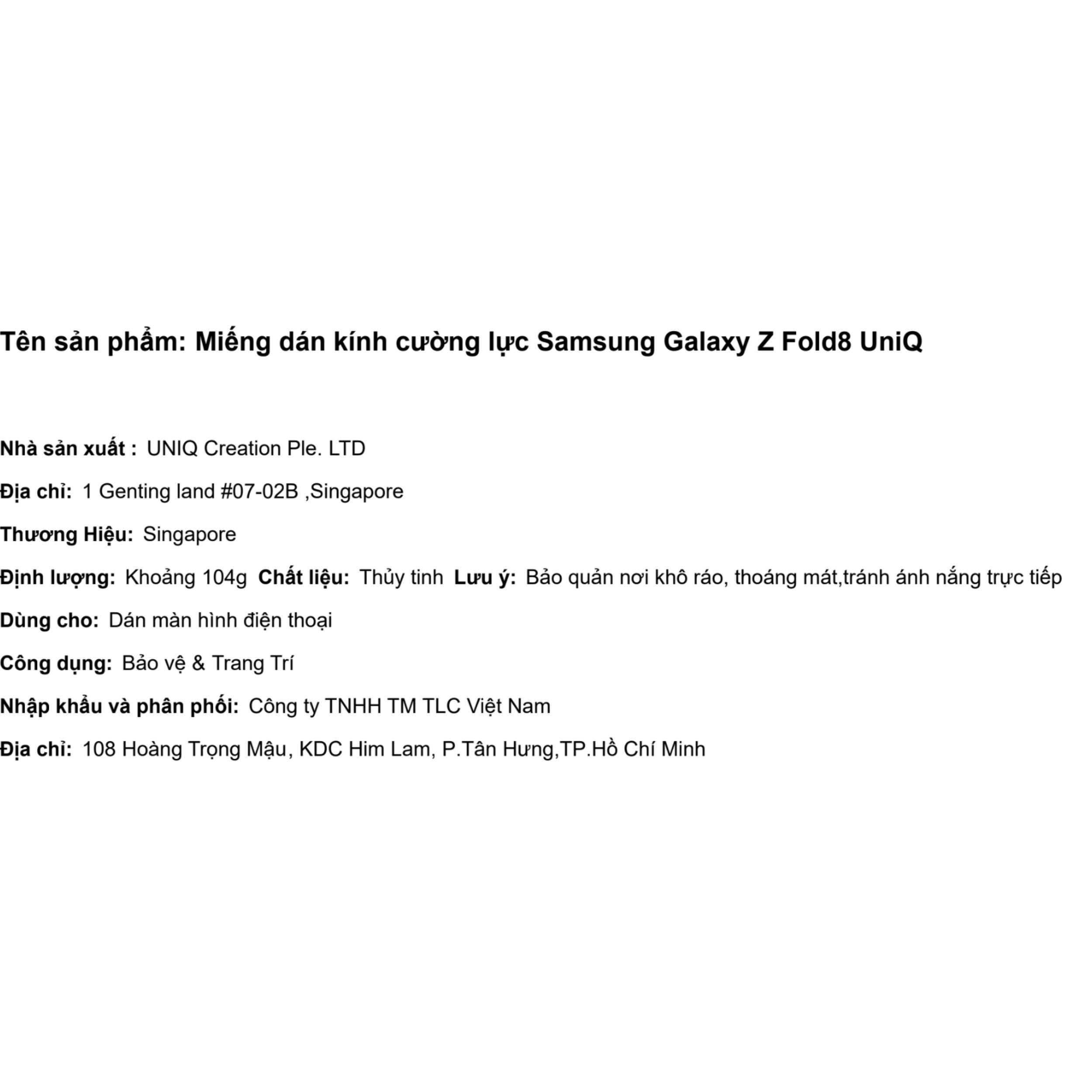 Miếng dán kính cường lực Samsung Galaxy Z Fold8 UniQ Màu Trắng