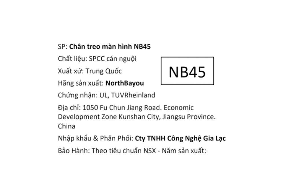 Giá treo màn hình North Bayou NB45 Đen Màu Đen