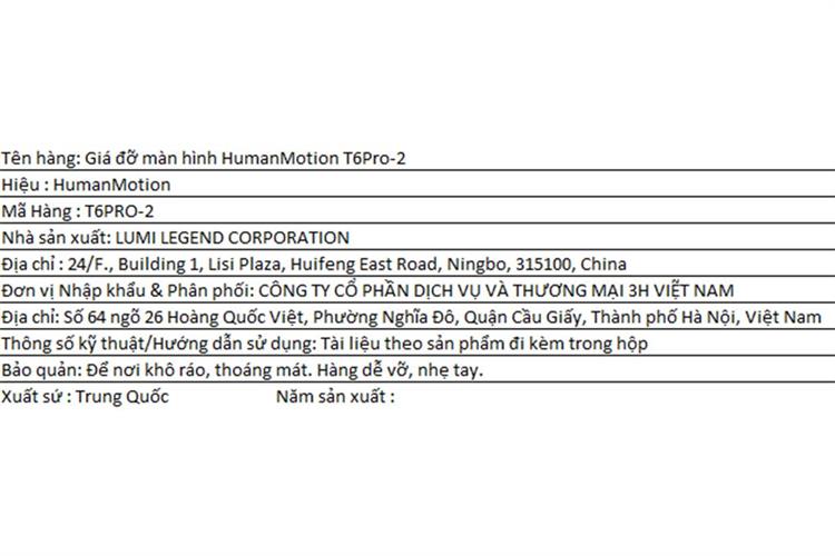 Giá treo màn hình Human Motion T6 Pro-2 Màu Trắng