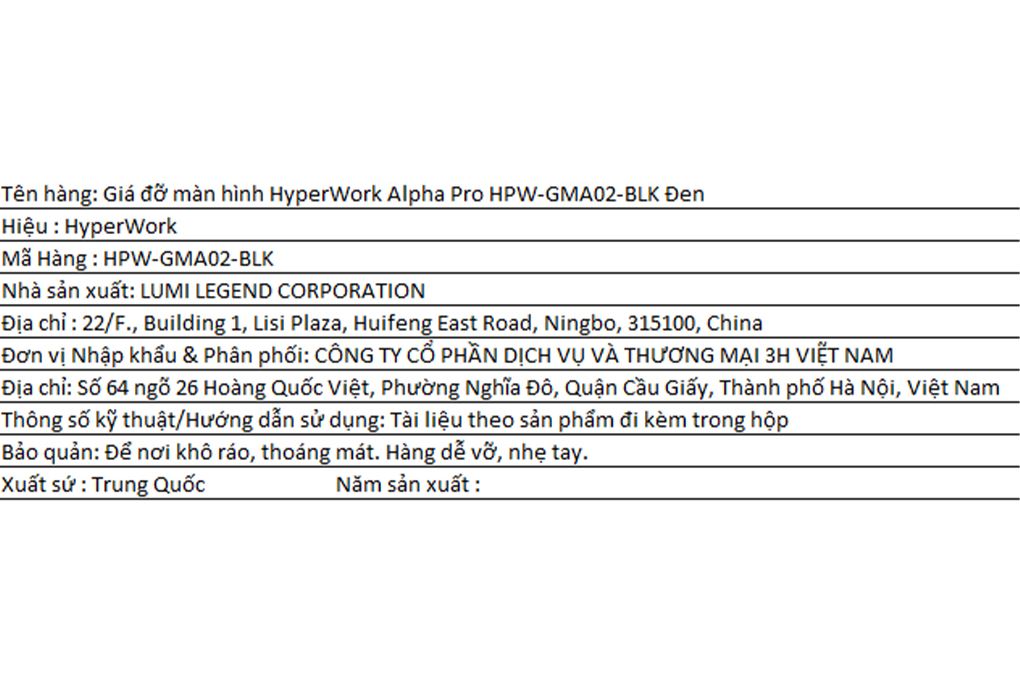Giá treo màn hình HyperWork Alpha Pro HPW-GMA02 Đen - 4