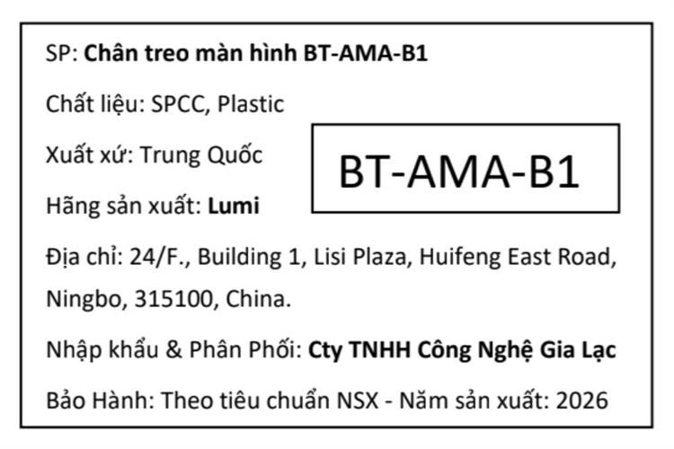 Giá treo màn hình Brateck BT-AMA-B1 Màu Đen