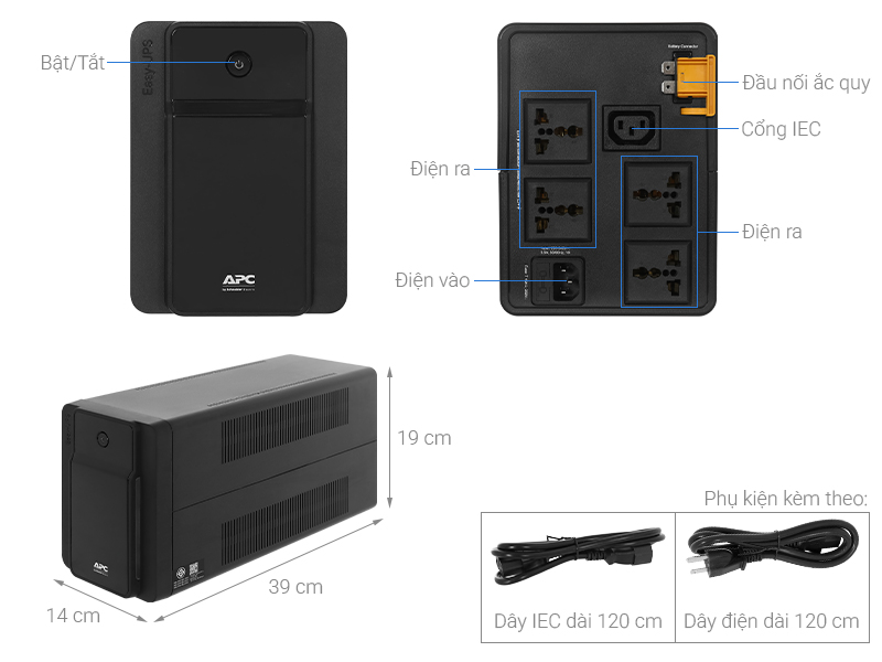 Bộ lưu điện UPS Schneider Electric APC Line interactive 1200VA - 650W BVX1200LI-MS