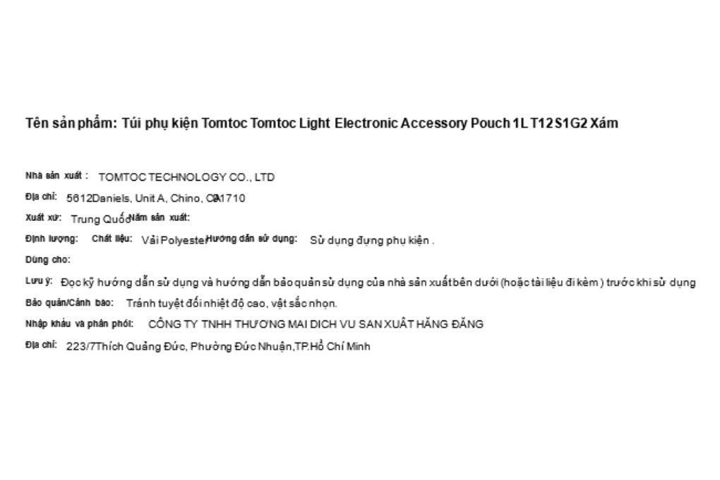 Túi phụ kiện Tomtoc Electronic Accessory Pouch 1L T12S1 - 7
