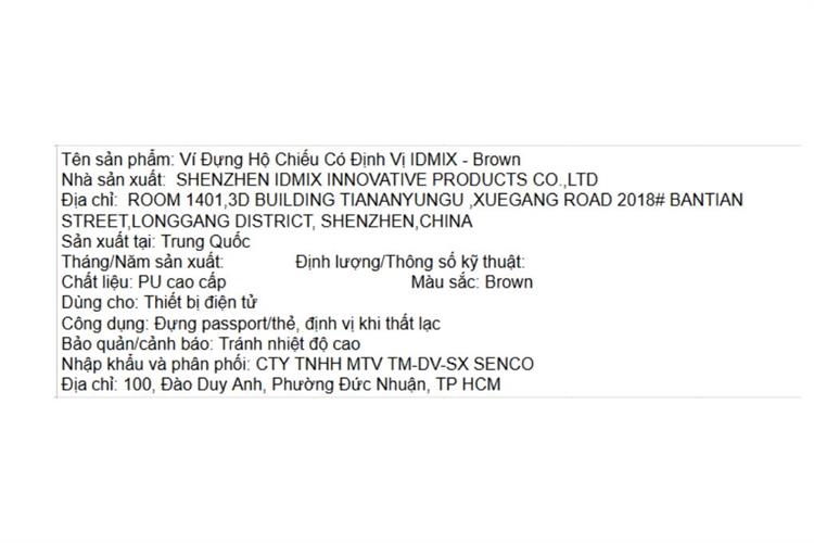 Bao da hộ chiếu IDMIX PU Màu Nâu