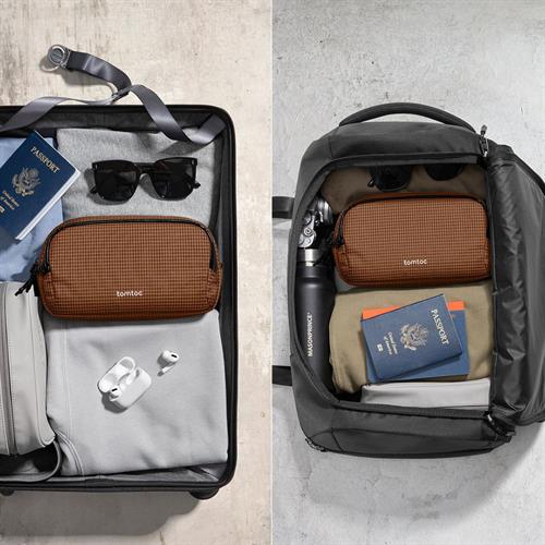 Túi đựng phụ kiện Tomtoc Premium Light-T12 Tech Organizer T12M1K1 Màu Nâu