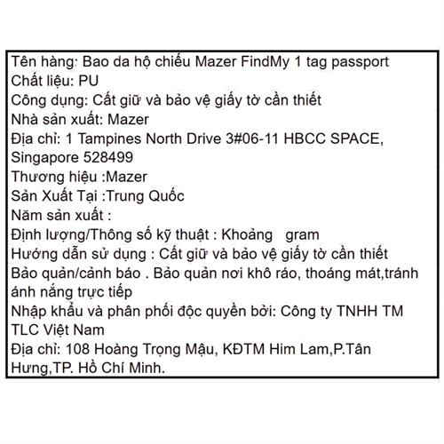 Bao da hộ chiếu Mazer M-1Tag-Passport-BK Màu Đen