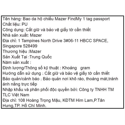 Bao da hộ chiếu Mazer M-1Tag-Passport-BW Màu Nâu