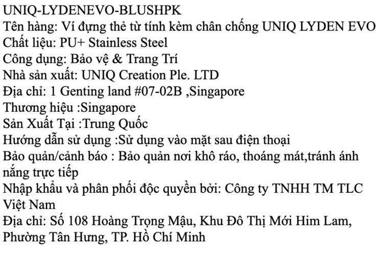 Ví đựng thẻ UNIQ Hồng LYDEN EVO MAGNETIC Màu Hồng
