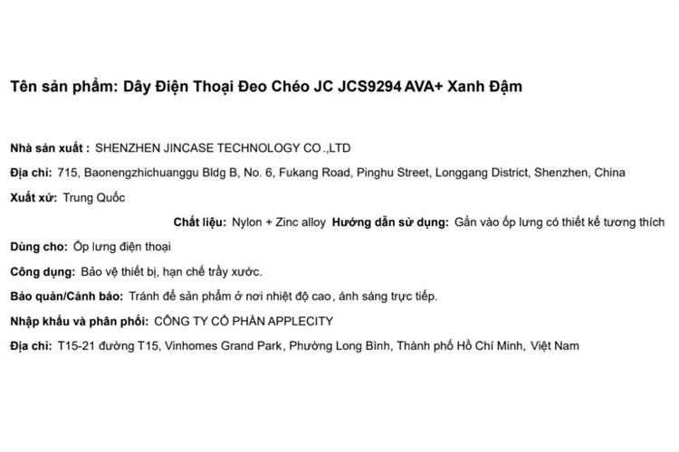 Dây đeo chéo AVA+ Xanh đậm JC JCS9294 Màu Xanh Dương