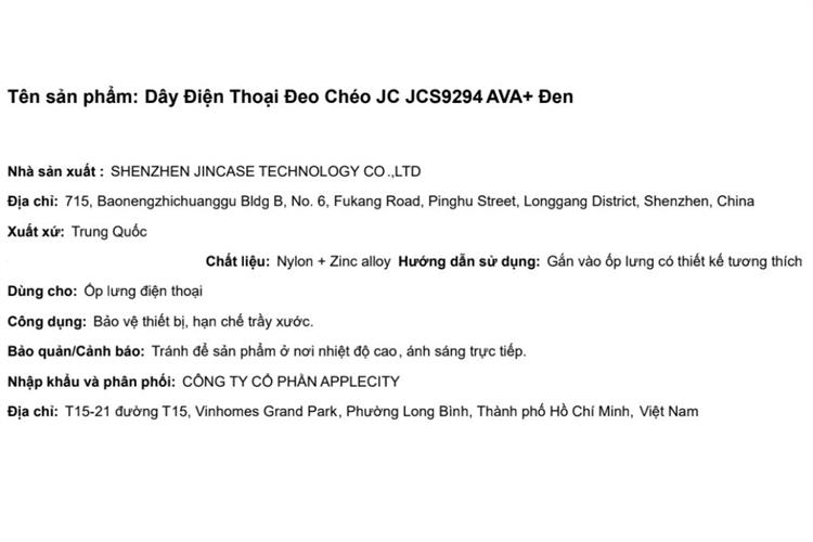 Dây đeo chéo AVA+ Đen JC JCS9294 Màu Đen