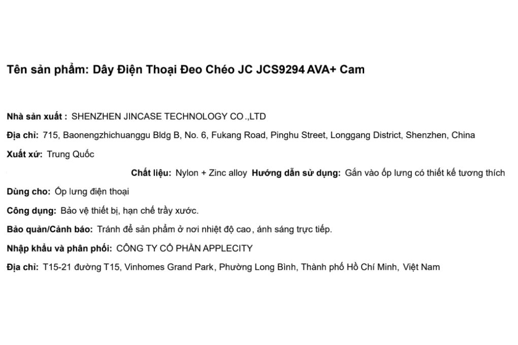 Dây đeo chéo AVA+ Cam JC JCS9294 - 12