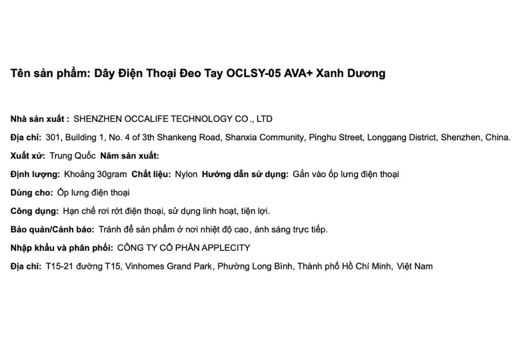 Dây Điện Thoại Đeo Tay AVA+ Xanh Dương OCLSY-05 Màu Xanh Dương
