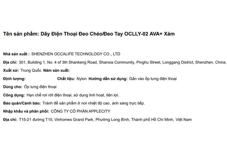 Dây Điện Thoại Đeo Chéo/Đeo Tay AVA+ Xám OCLLY-02 Màu Xám