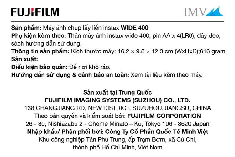 Máy chụp ảnh lấy liền Fujifilm Instax Wide 400 Xanh lá Màu Xanh lá