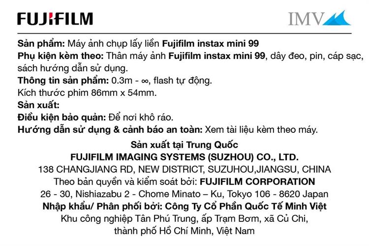 Máy chụp ảnh lấy liền Fujifilm Instax Mini 99 Đen Màu Đen
